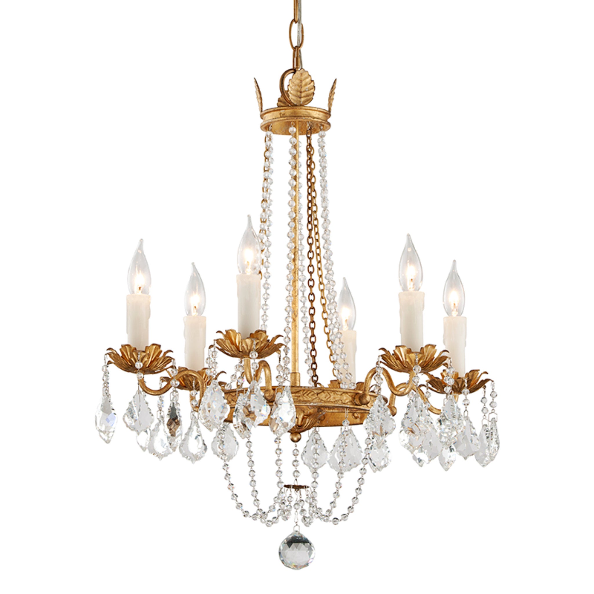 Viola Chandelier 6-Light LED in Vintage Gold Leaf 21.5L x 21.5W x 27H