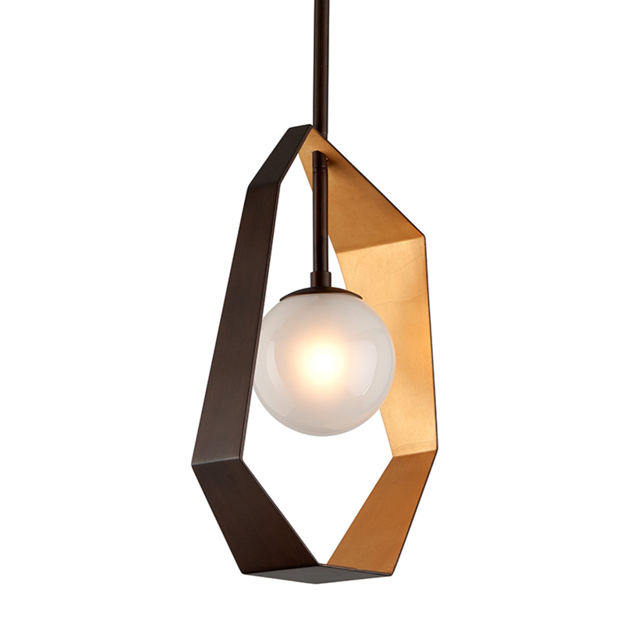 Origami Pendant 1-Light LED in Bronze With Gold Leaf 6L x 11.75W x 24H