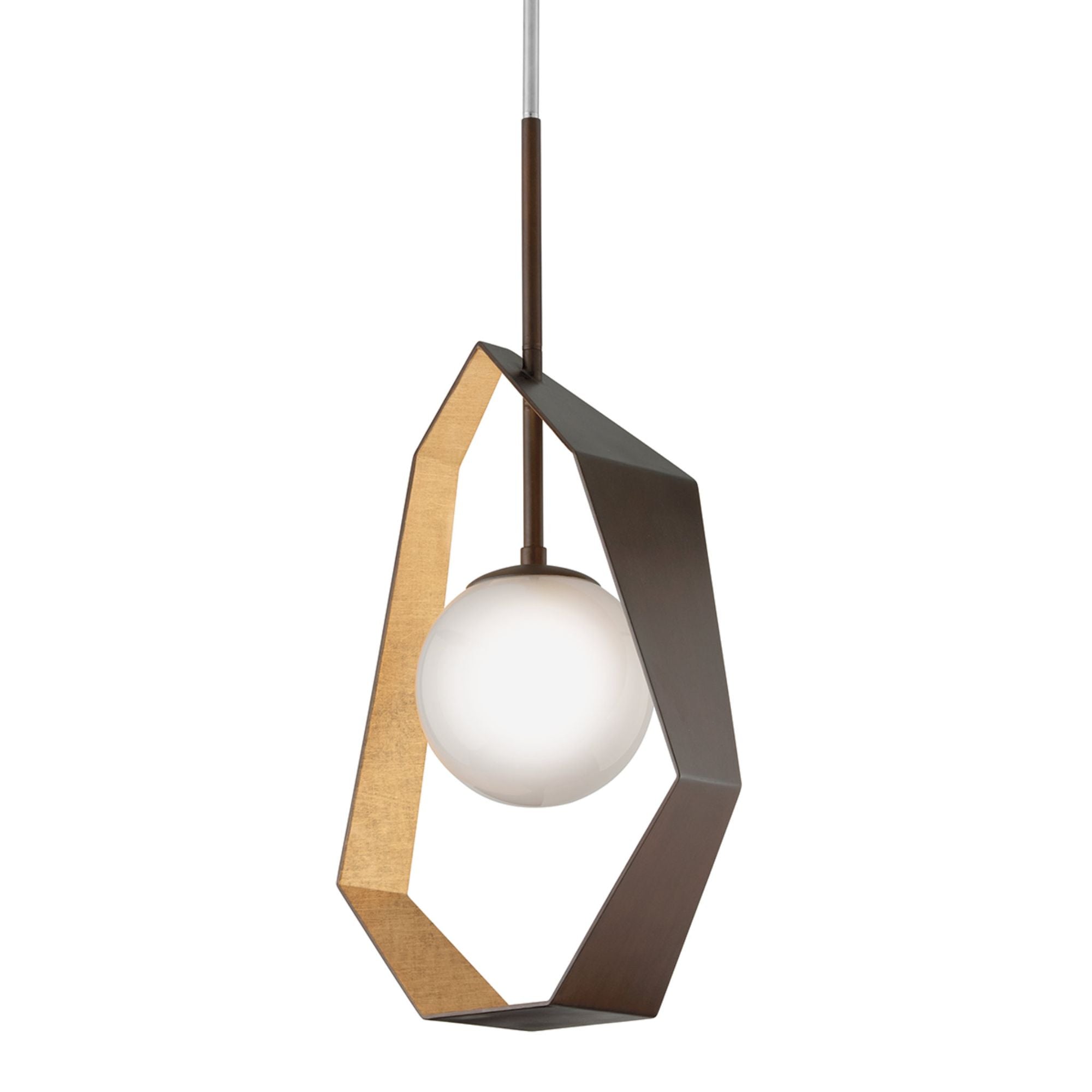 Origami 1-Light Pendant in Bronze With Gold Leaf 9.25L x 16.5W x 34.75H
