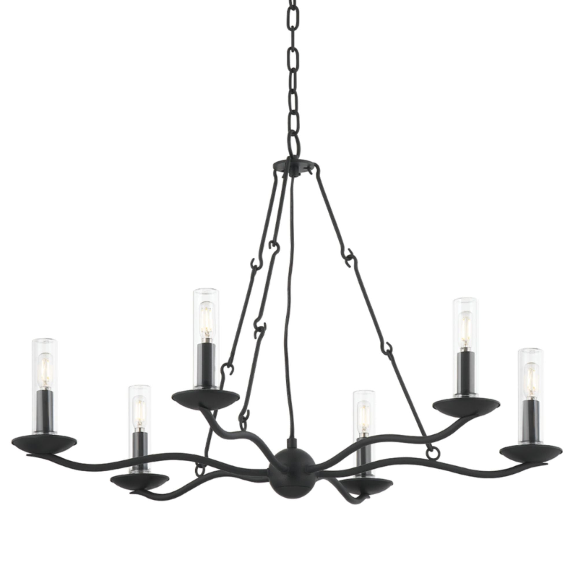 Sawyer Chandelier 6-Light Outdoor LED in Forged Iron 36L x 36W x 23.75H