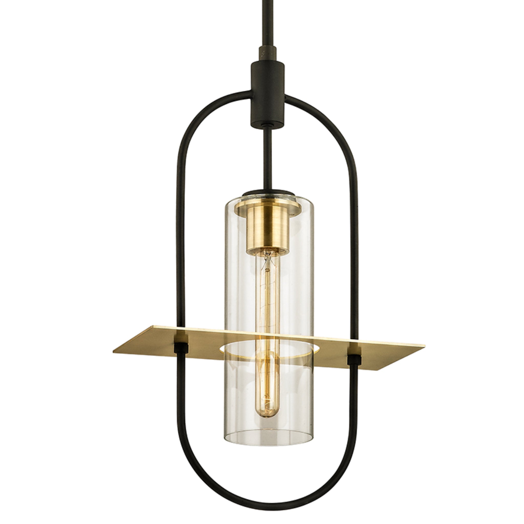Smyth Pendant 1-Light Outdoor LED in Textured Bronze Brushed Brass 5.5L x 12.5W x 21.75H