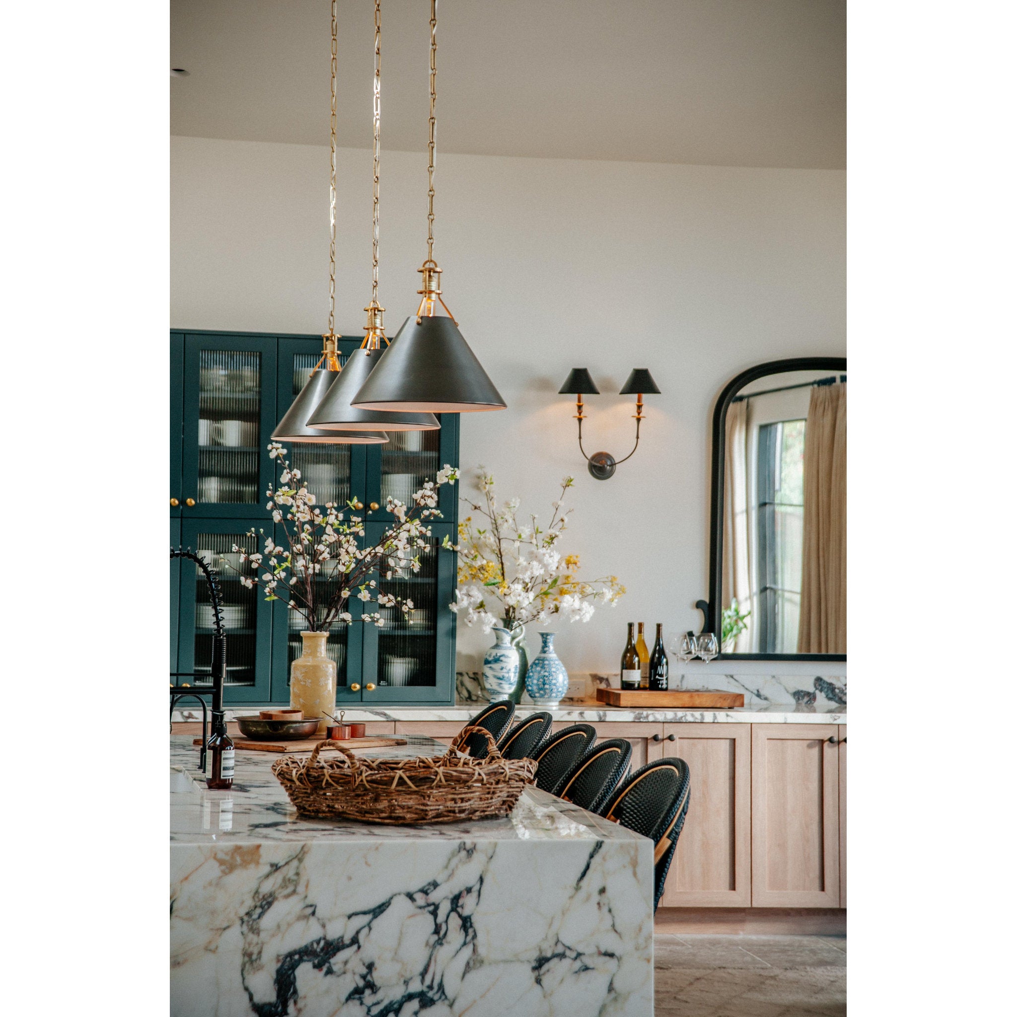 Metal No. 2 1-Light Pendant in Aged/Antique Distressed Bronze by Mark D. Sikes 16L x 16W x 14.5H