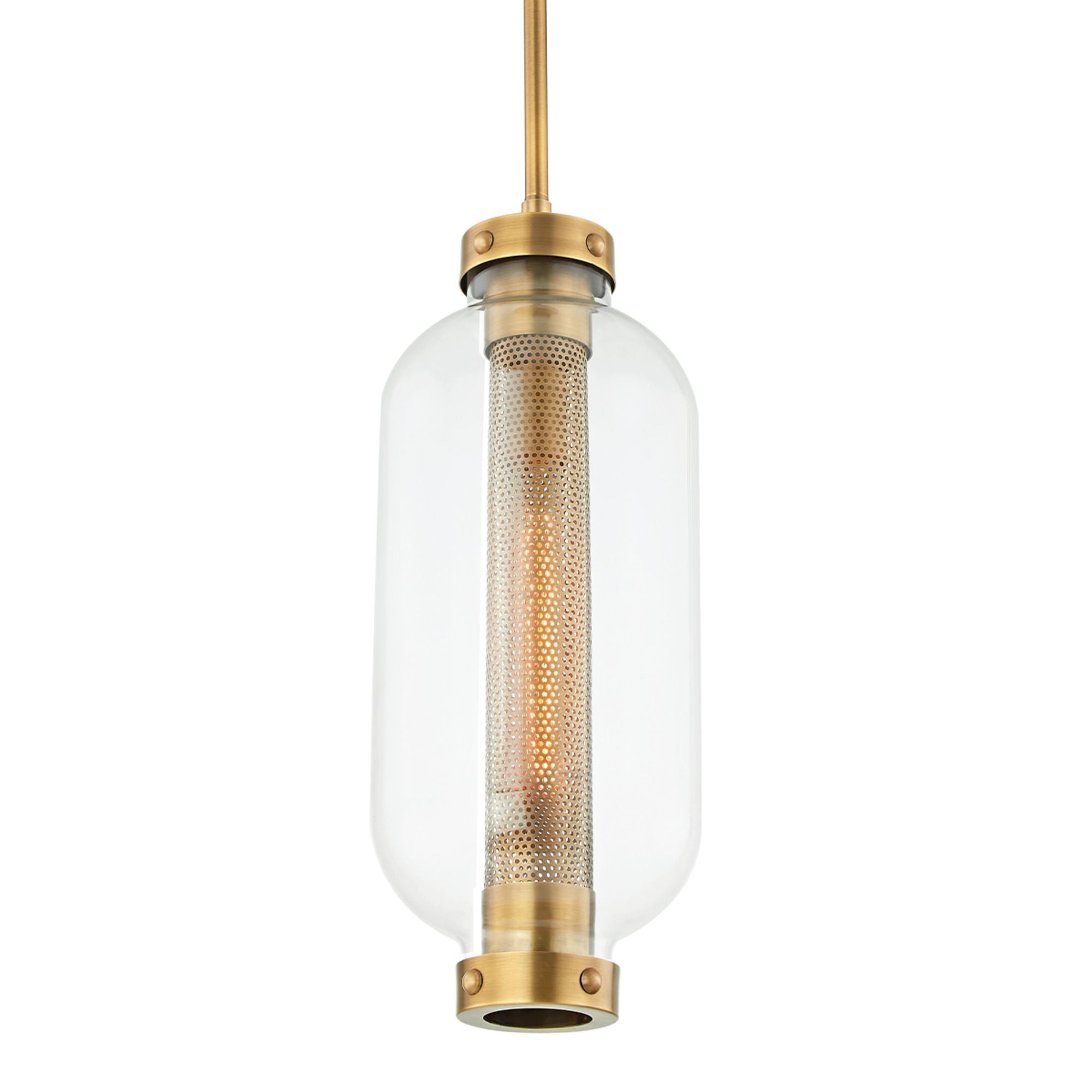 Atwater Pendant 1-Light Outdoor LED in Patina Brass 8.25L x 8.25W x 19.5H