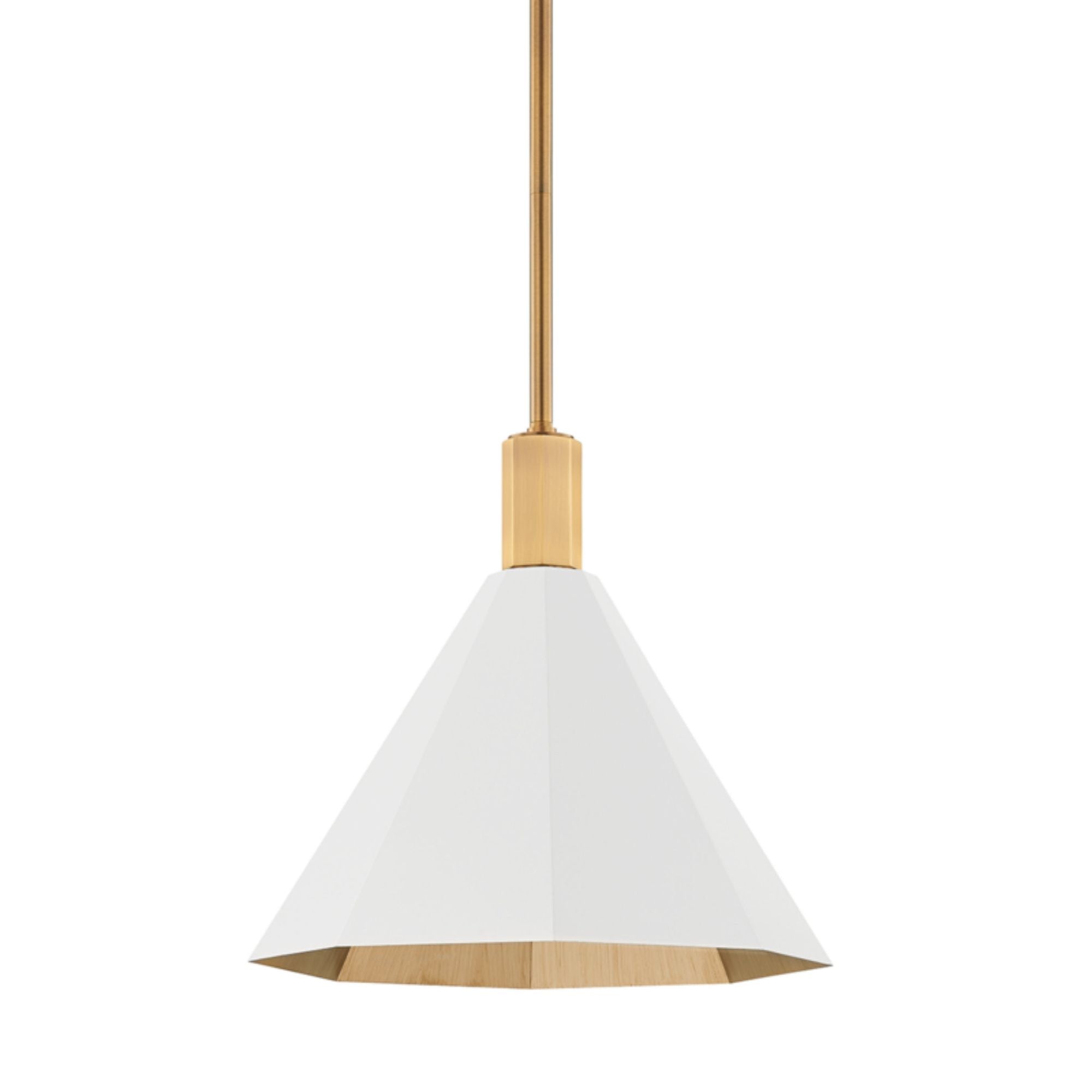 Huntley 1-Light Pendant in Patina Brass 15W x 13.75H (Soft White)