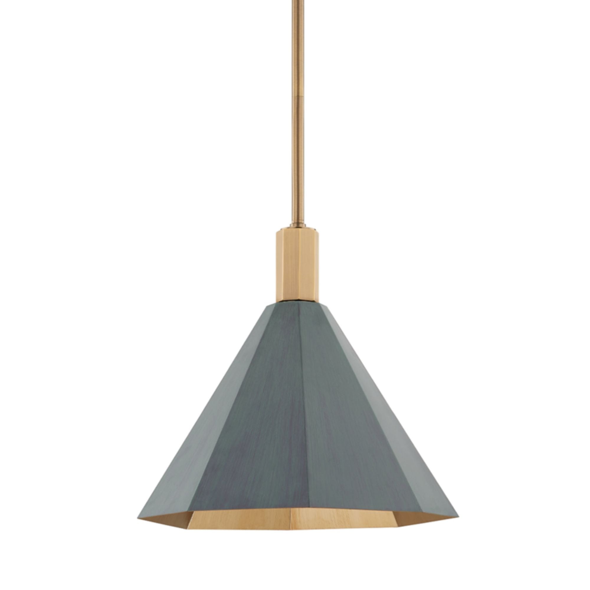 Huntley 1-Light Pendant in Patina Brass 15W x 13.75H (Verdigris)