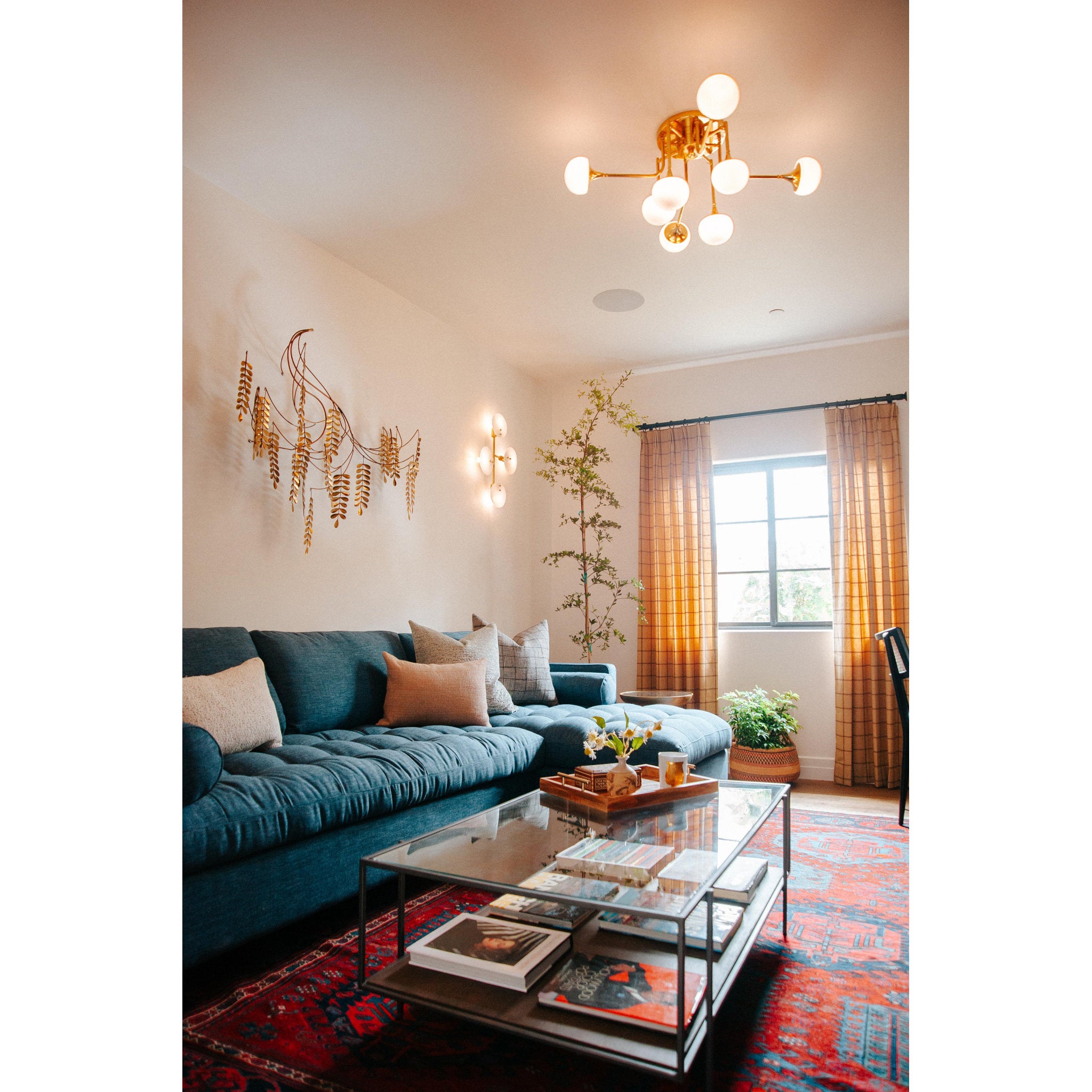 Fleming 8-Light Semi Flush in Aged Brass 36.5L x 36.5W x 14.5H