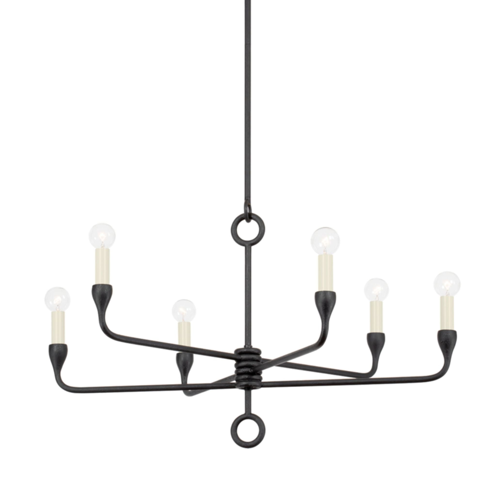 Orson Chandelier 6-Light LED in Black Iron 30.75L x 30.75W x 18.75H