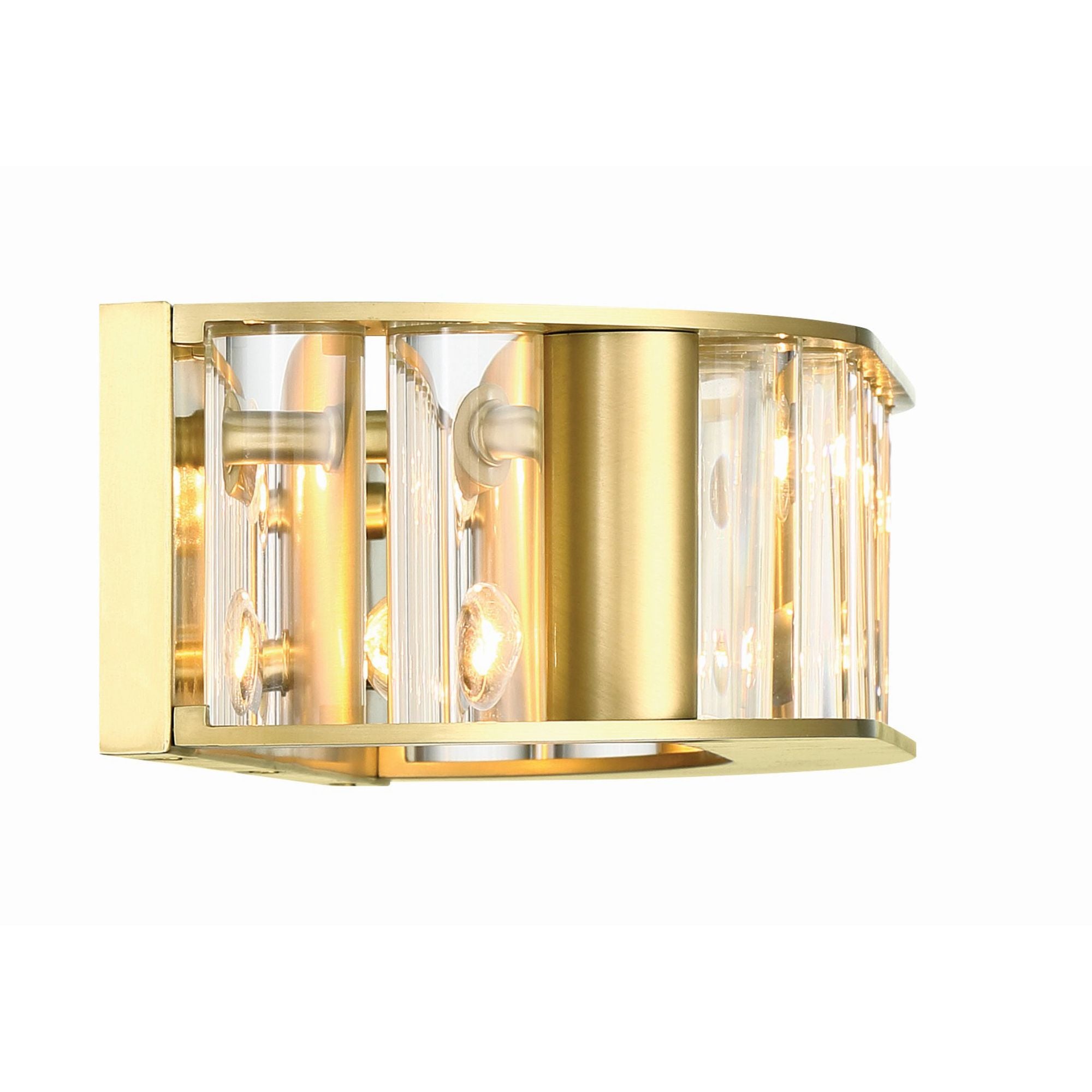 Libby Langdon Farris 4 Light Aged Brass Sconce Clear Glass 21.5"W x 4"H x 7"D