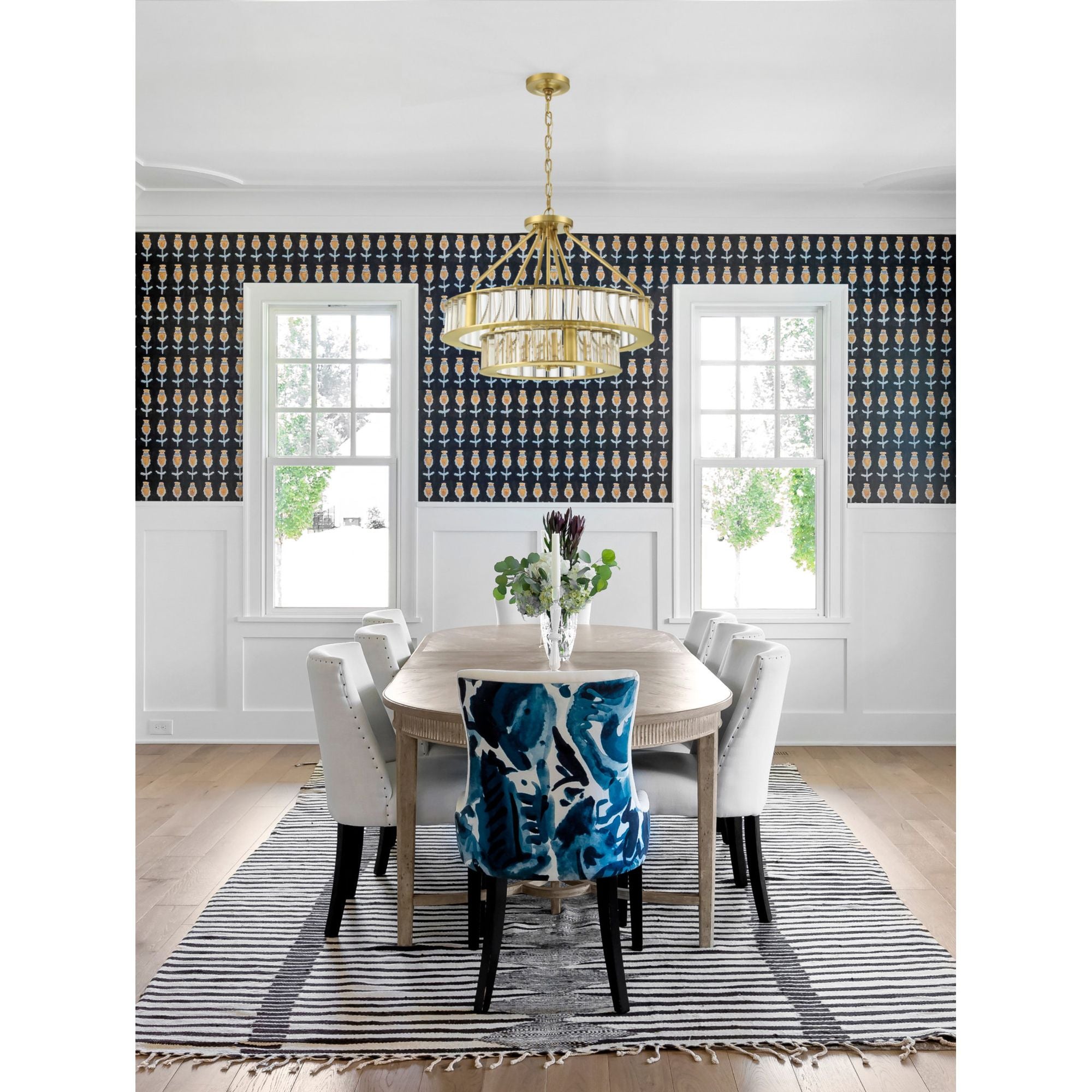 Libby Langdon Farris 6 Light Aged Brass Chandelier Clear Glass 24.5"W x 20"H x 24.5"D