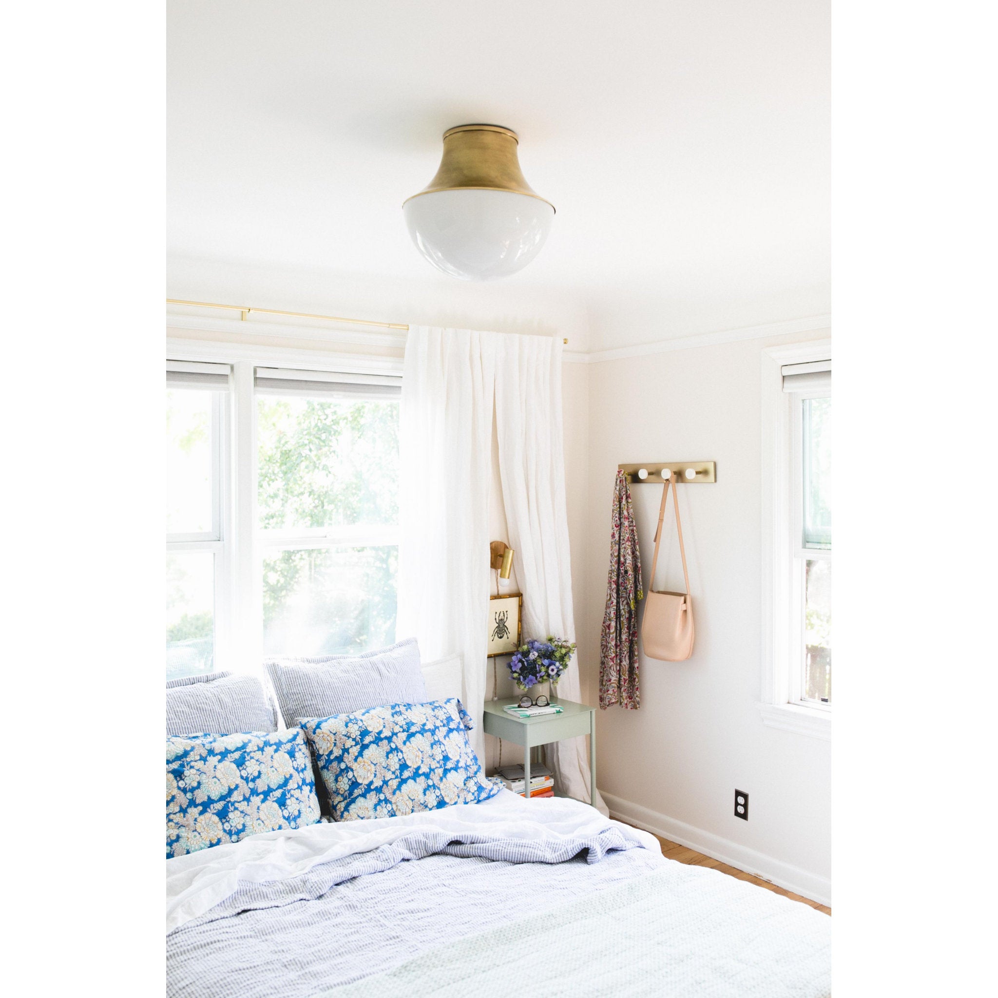 Lettie 1-Light Flush Mount in Aged Brass 14.75L x 14.75W x 14H