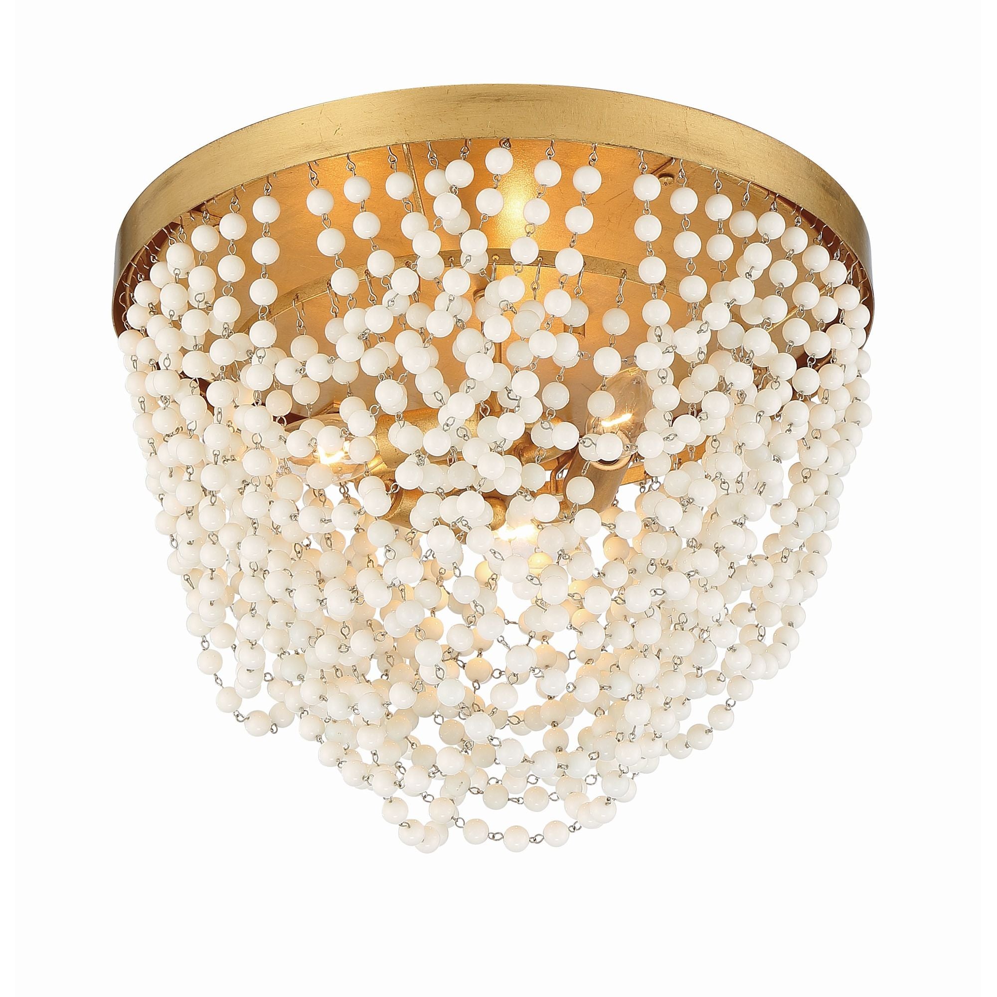 Fiona 13.75'' Antique Gold Flush Mount White 13.75"W x 10"H x 13.75"D