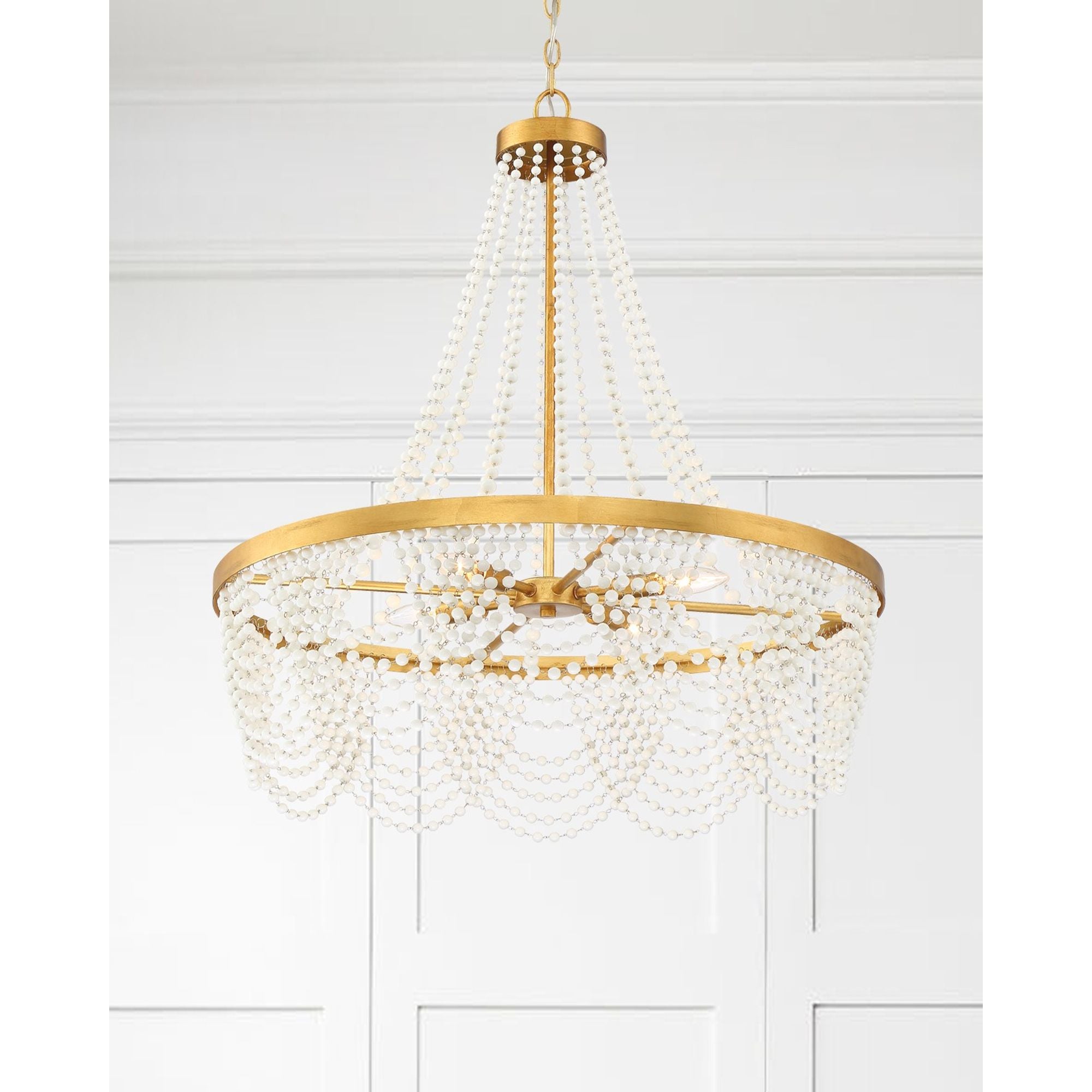 Fiona 27'' Antique Gold Chandelier White 27"W x 33.25"H x 27"D