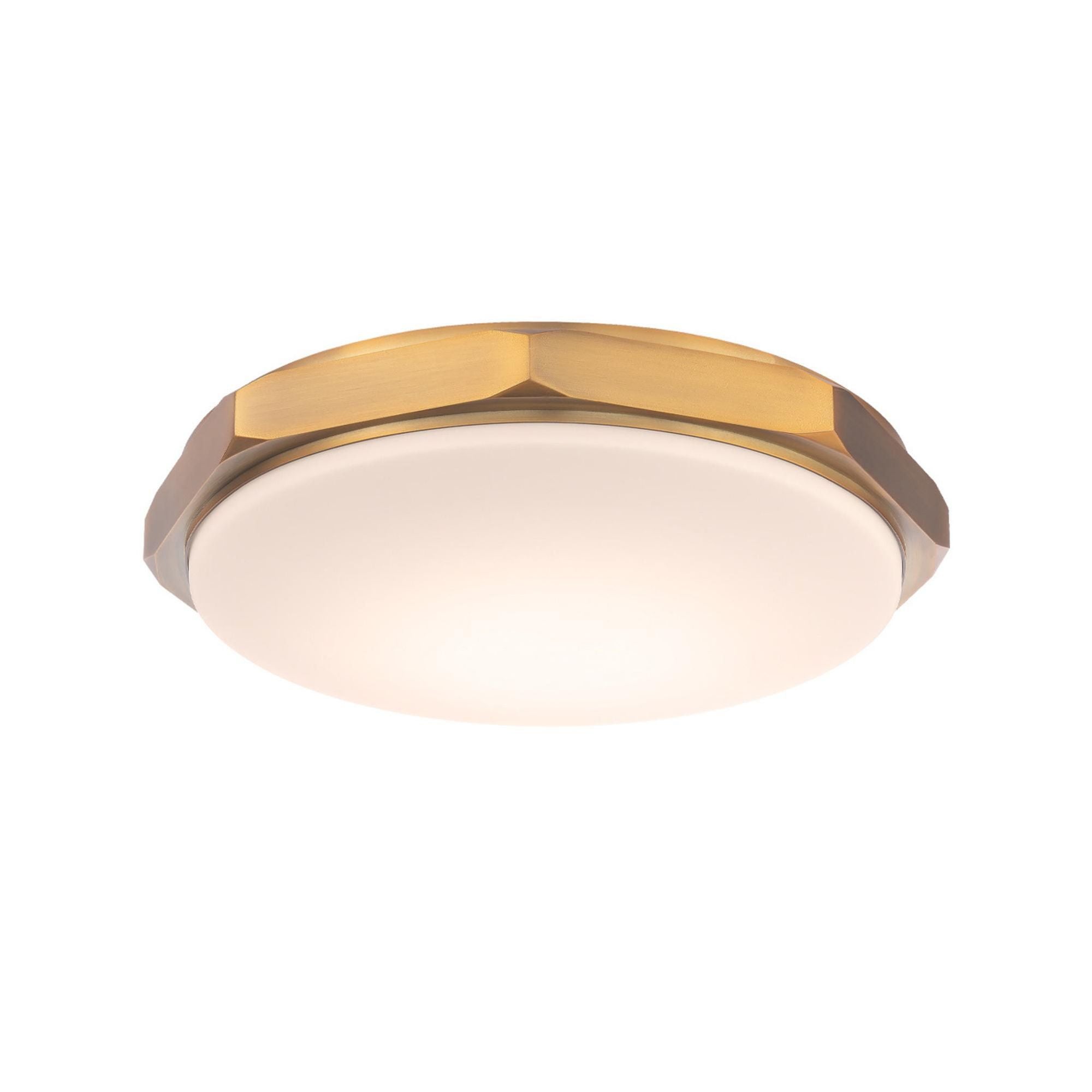 Grommet 16in LED Flush Mount 3-CCT 2700K-3000K-3500K Set to 2700K in Aged Brass