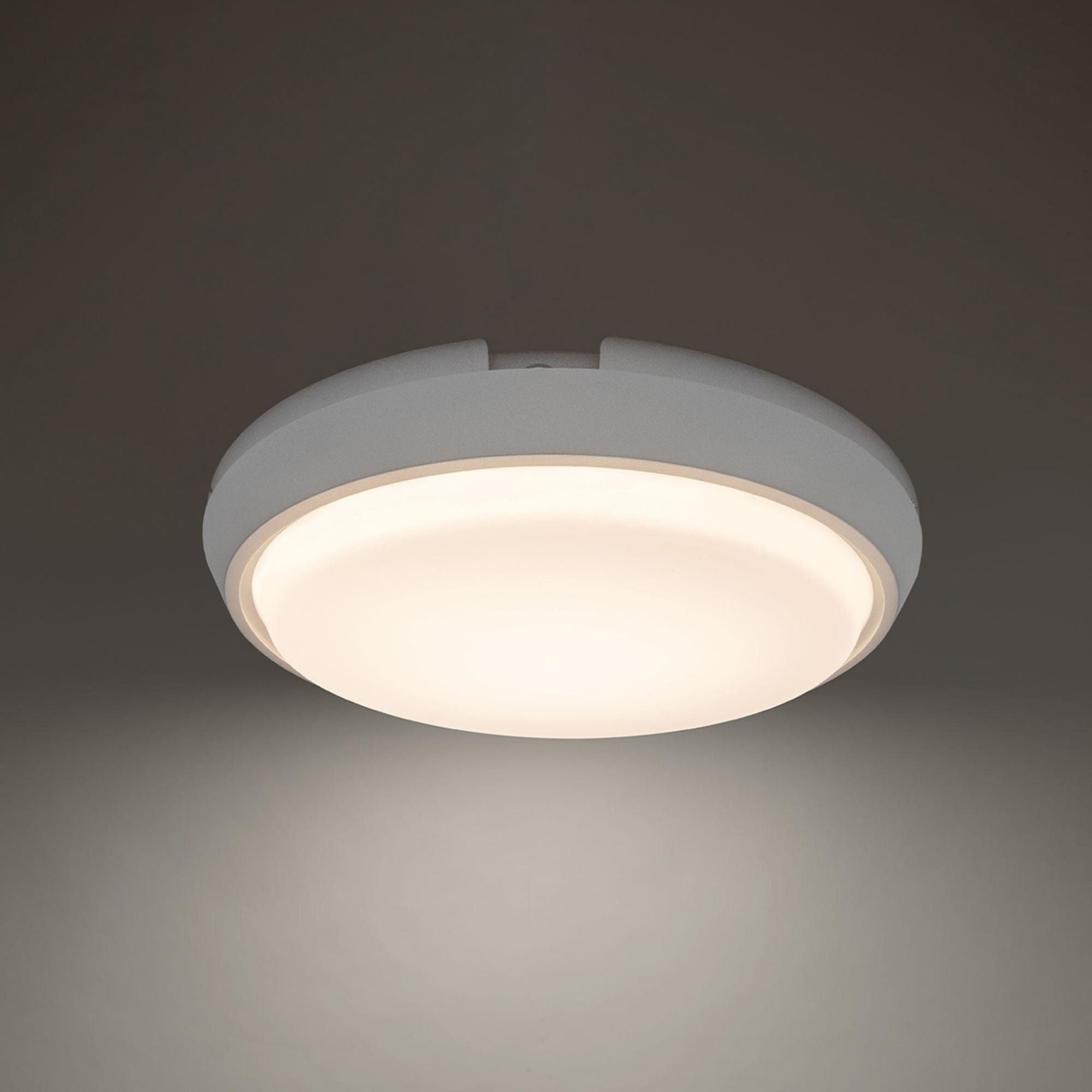 Zenith 15in LED Round Flush Mount 5-CCT set to 2700K in Titanium and Batter Backup