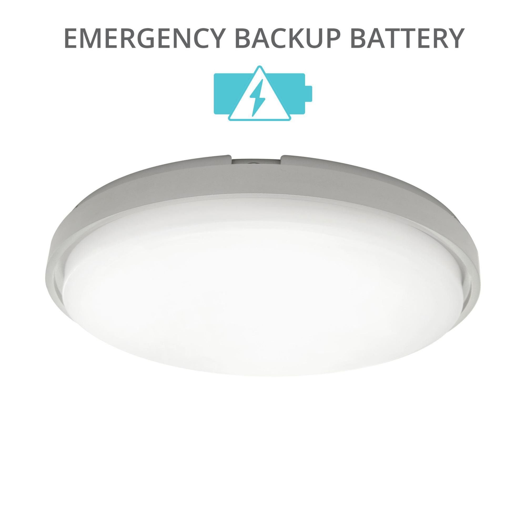 Zenith 15in LED Round Flush Mount 5-CCT set to 2700K in Titanium and Batter Backup