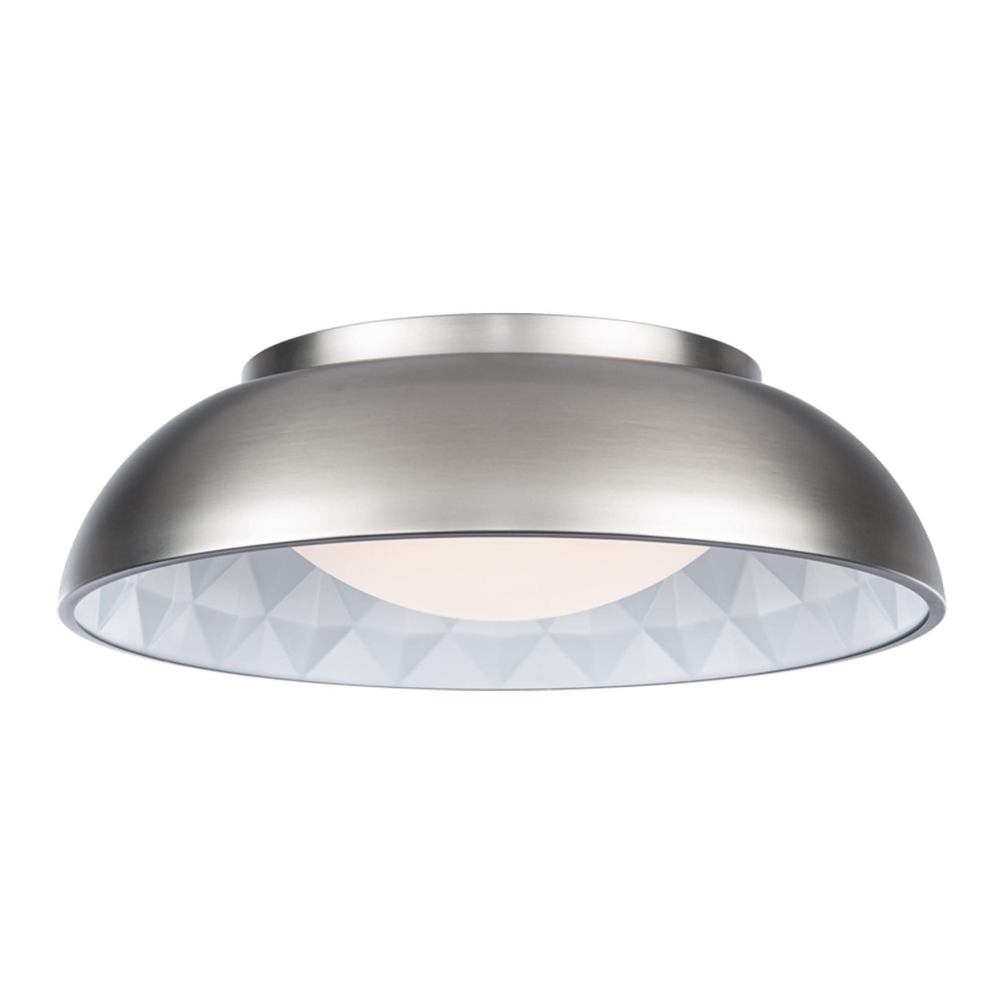 Prisma 18in LED Flush Mount 3000K with Prismatic Vacuum Formed Shade in Brushed Nickel