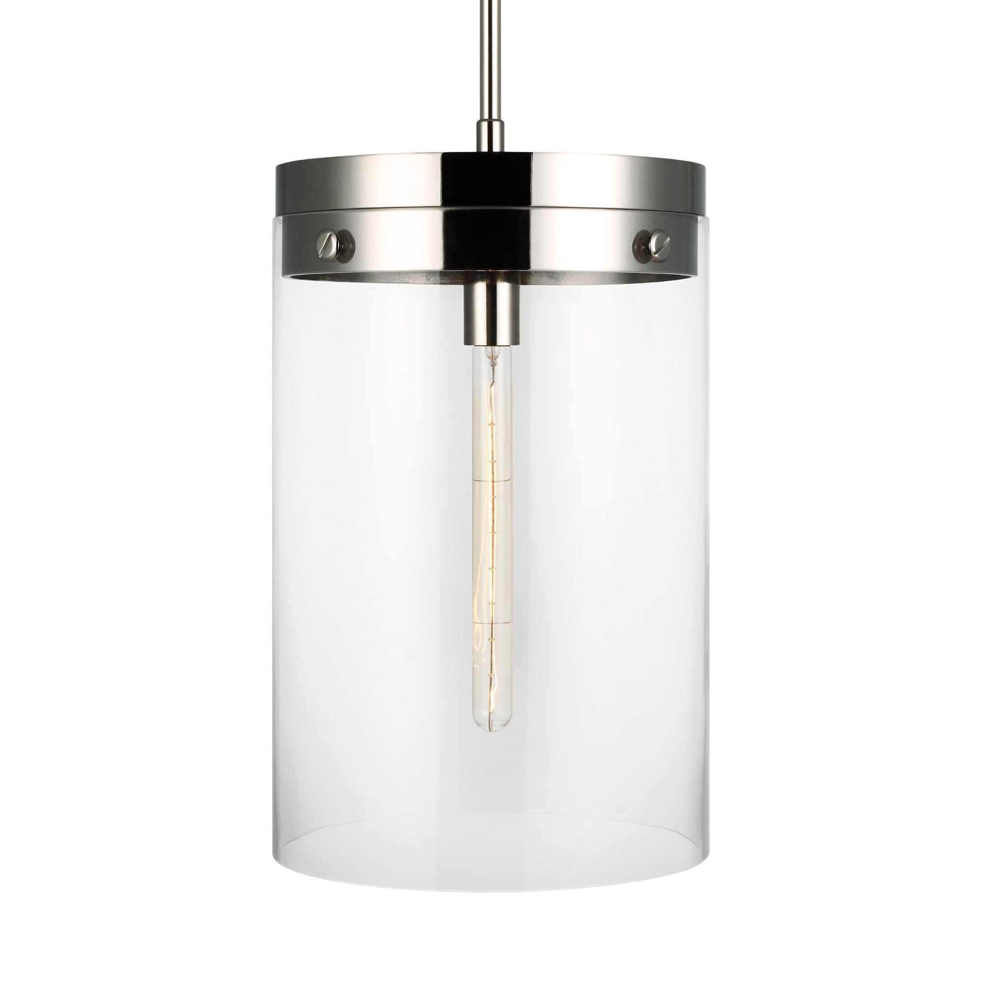 Chapman & Myers Garrett Large Cylinder Pendant in Polished Nickel