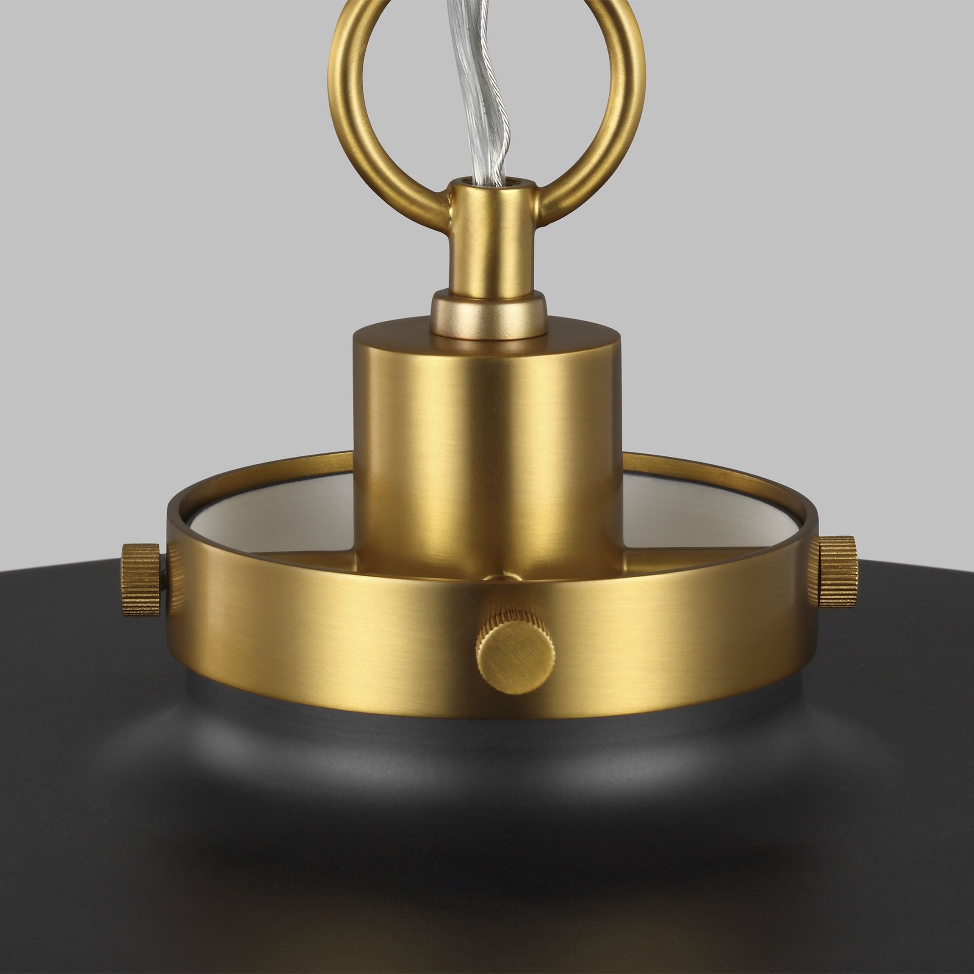 Chapman & Myers Wellfleet Medium Wide Pendant in Midnight Black and Burnished Brass