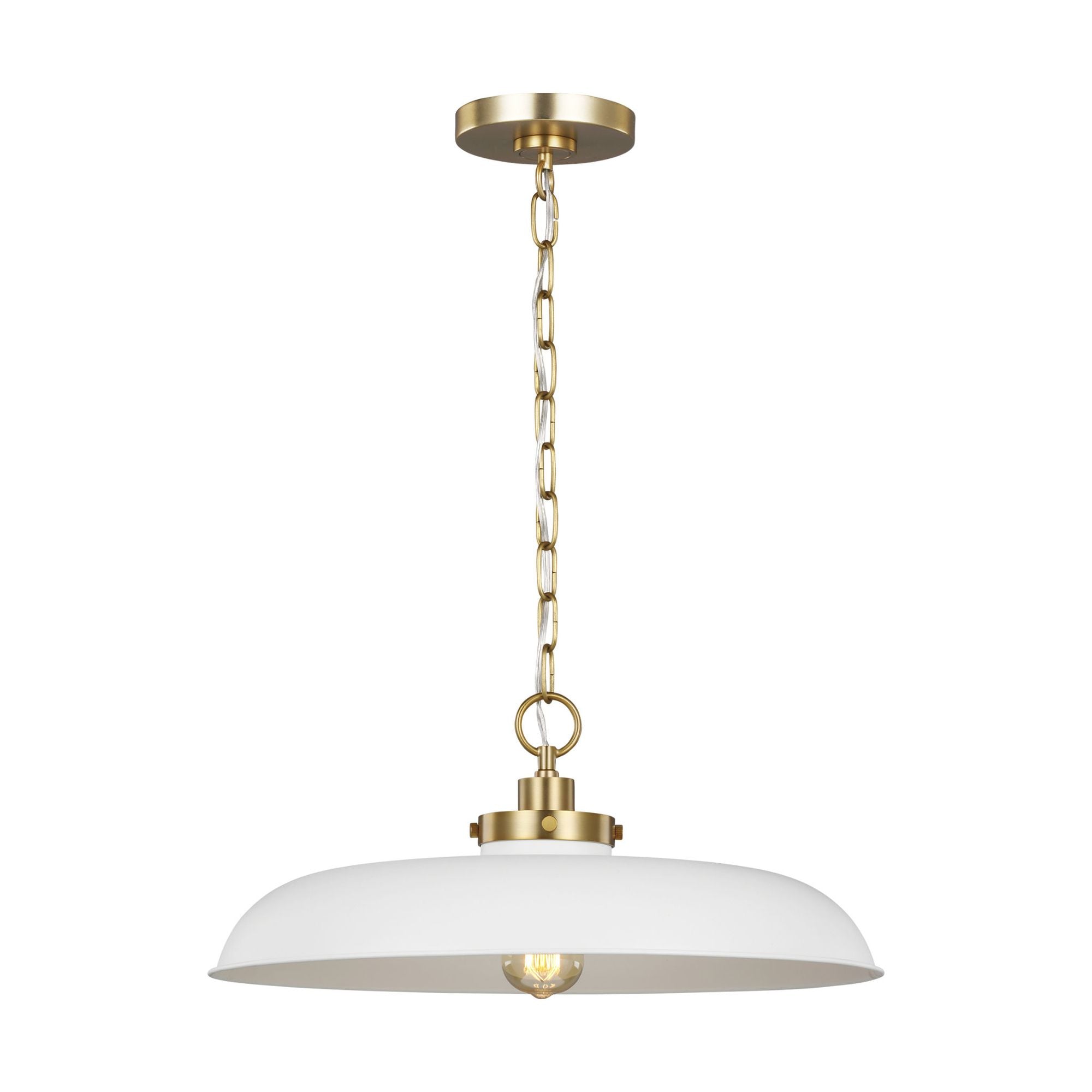 Chapman & Myers Wellfleet Medium Wide Pendant in Matte White and Burnished Brass