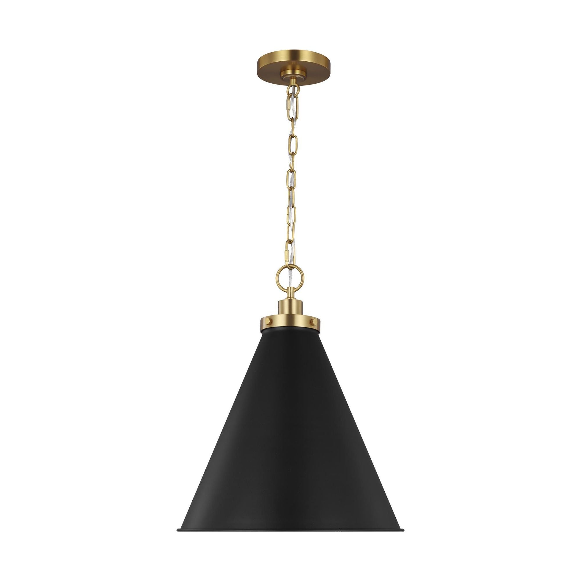 Chapman & Myers Wellfleet Medium Cone Pendant in Midnight Black and Burnished Brass