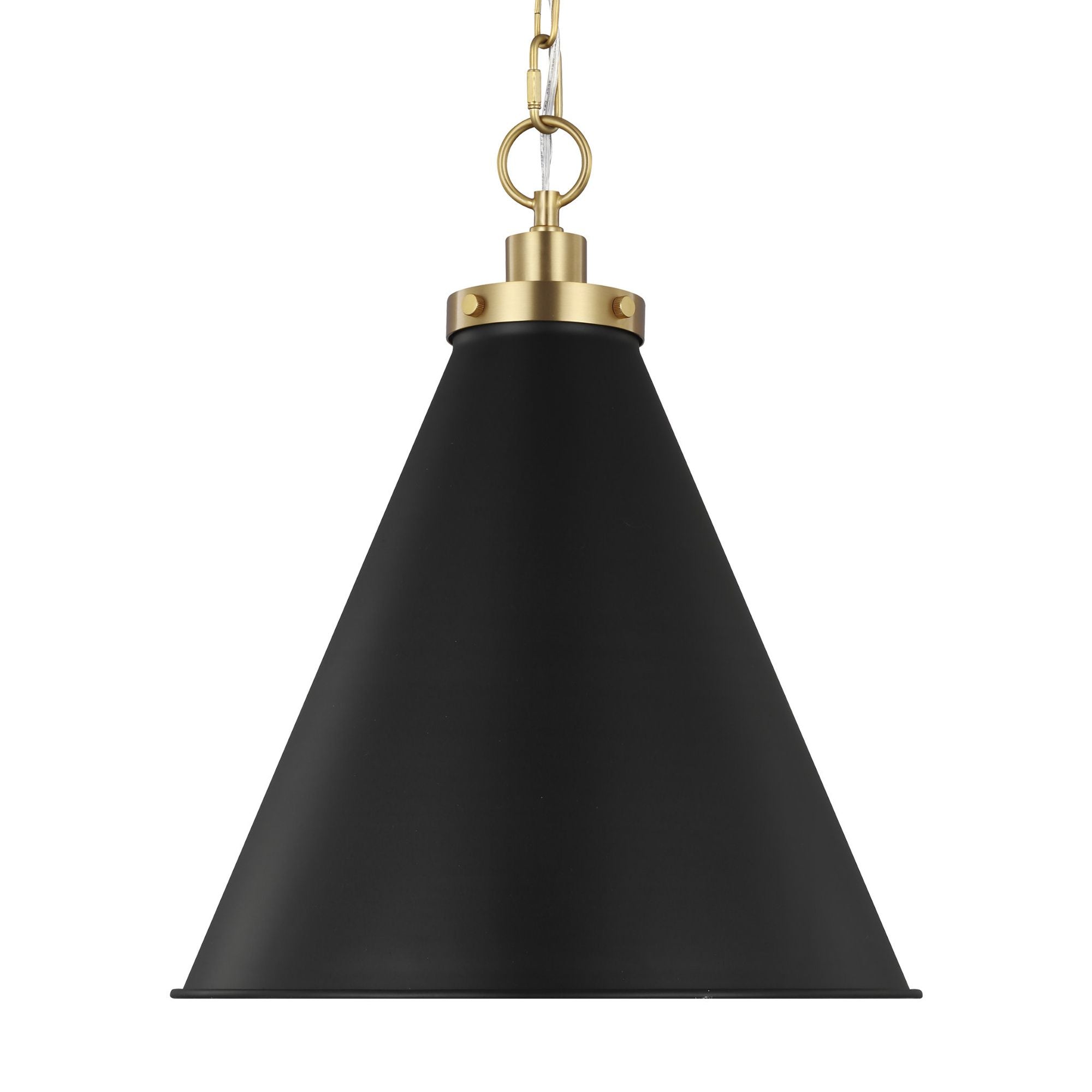 Chapman & Myers Wellfleet Medium Cone Pendant in Midnight Black and Burnished Brass