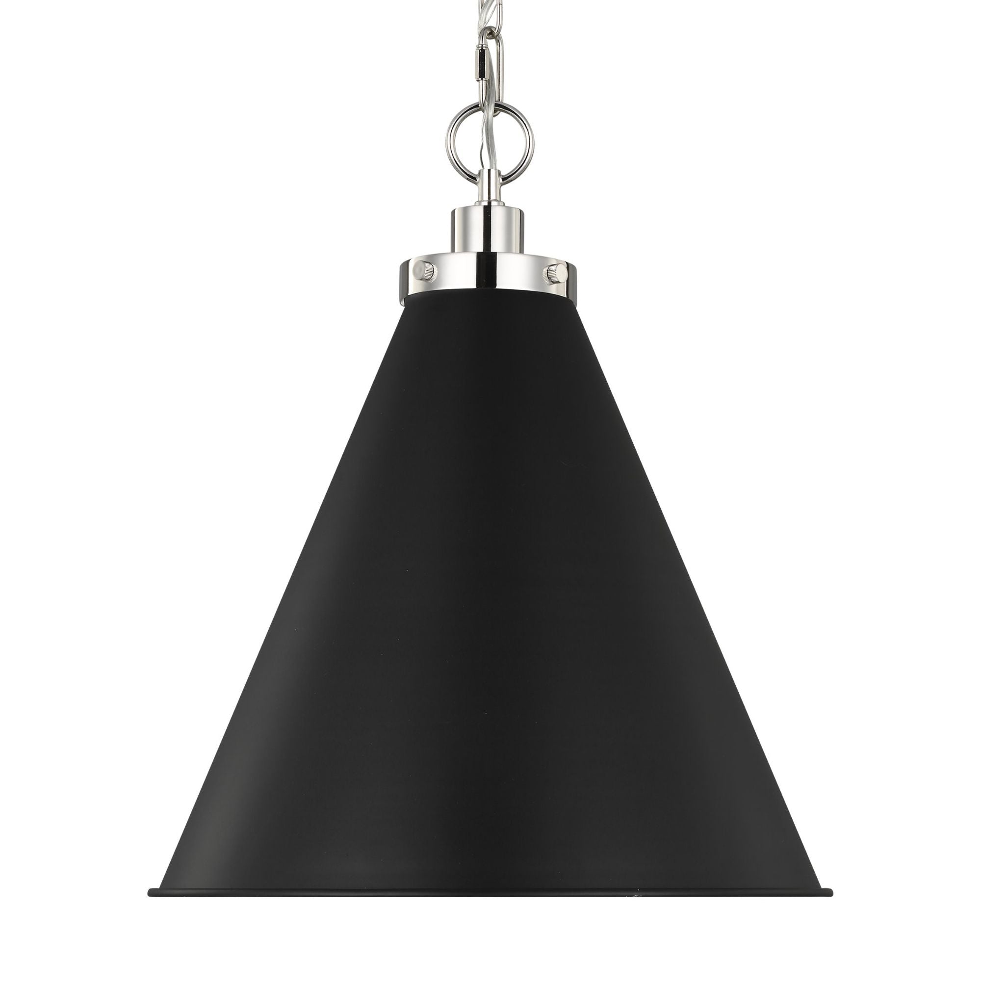 Chapman & Myers Wellfleet Medium Cone Pendant in Midnight Black and Polished Nickel