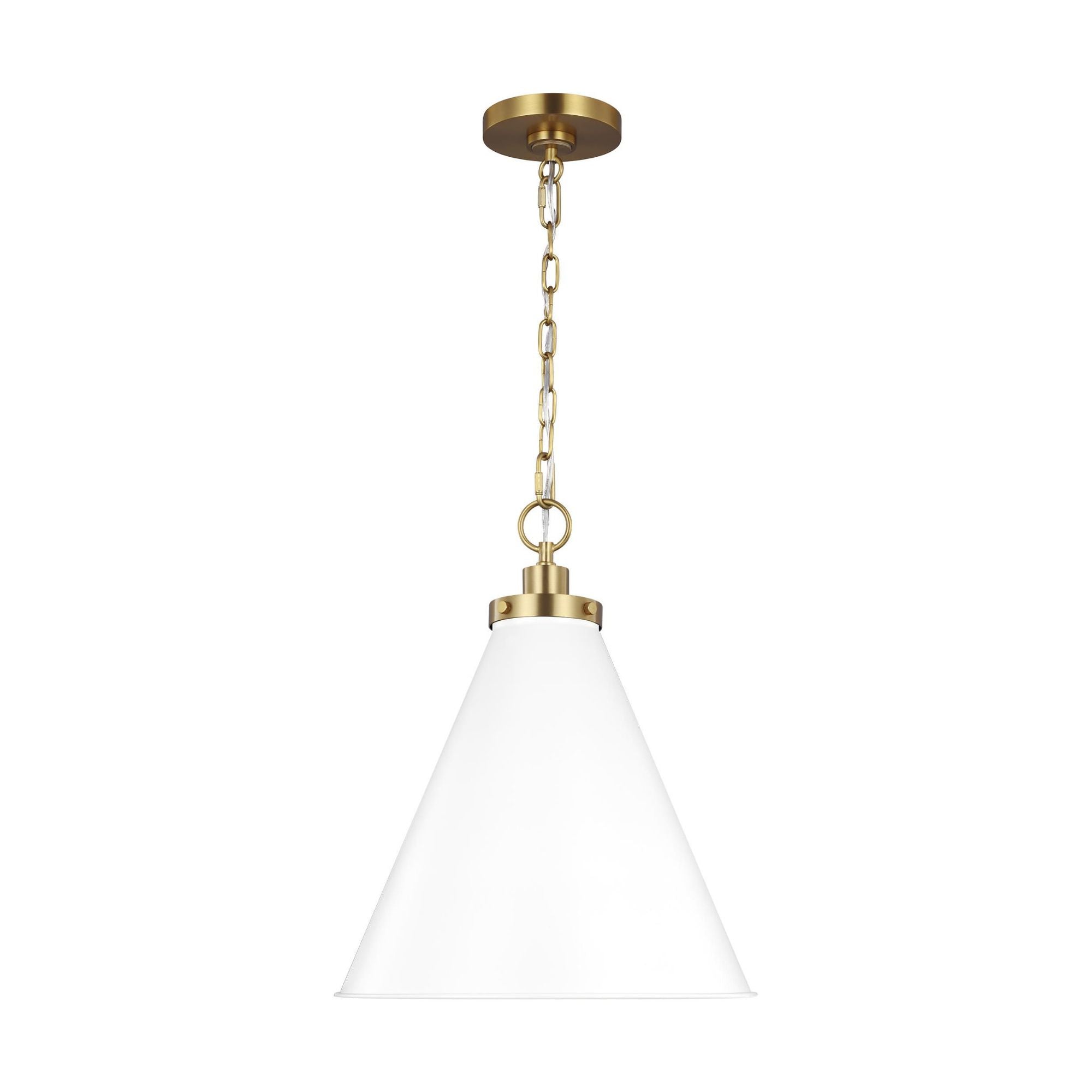 Chapman & Myers Wellfleet Medium Cone Pendant in Matte White and Burnished Brass