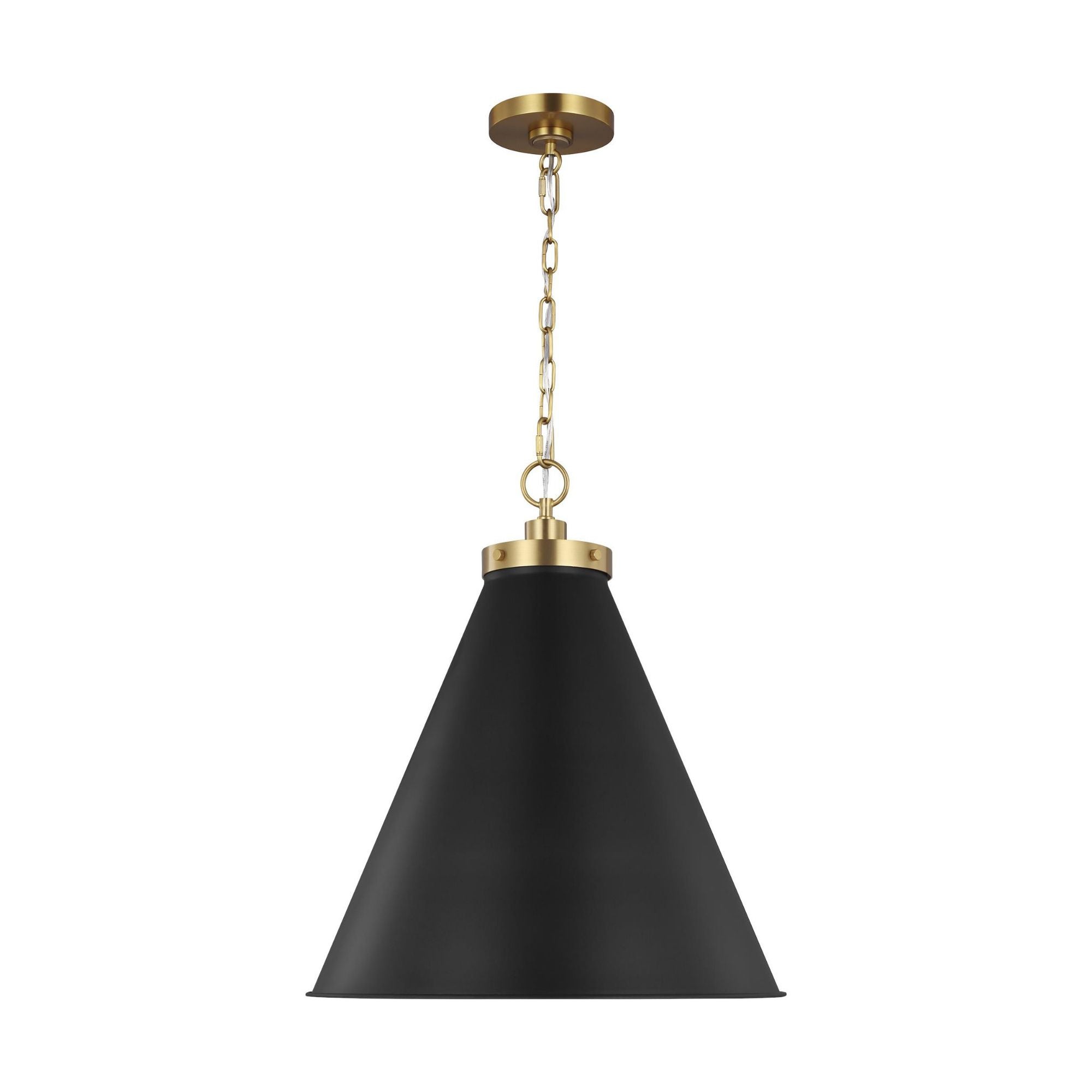 Chapman & Myers Wellfleet Large Cone Pendant in Midnight Black and Burnished Brass