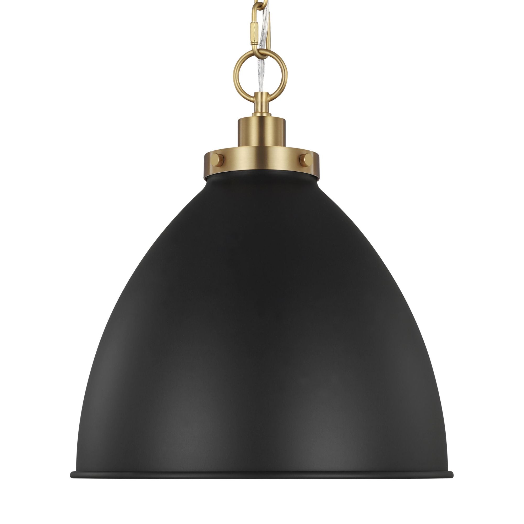 Chapman & Myers Wellfleet Medium Dome Pendant in Midnight Black and Burnished Brass