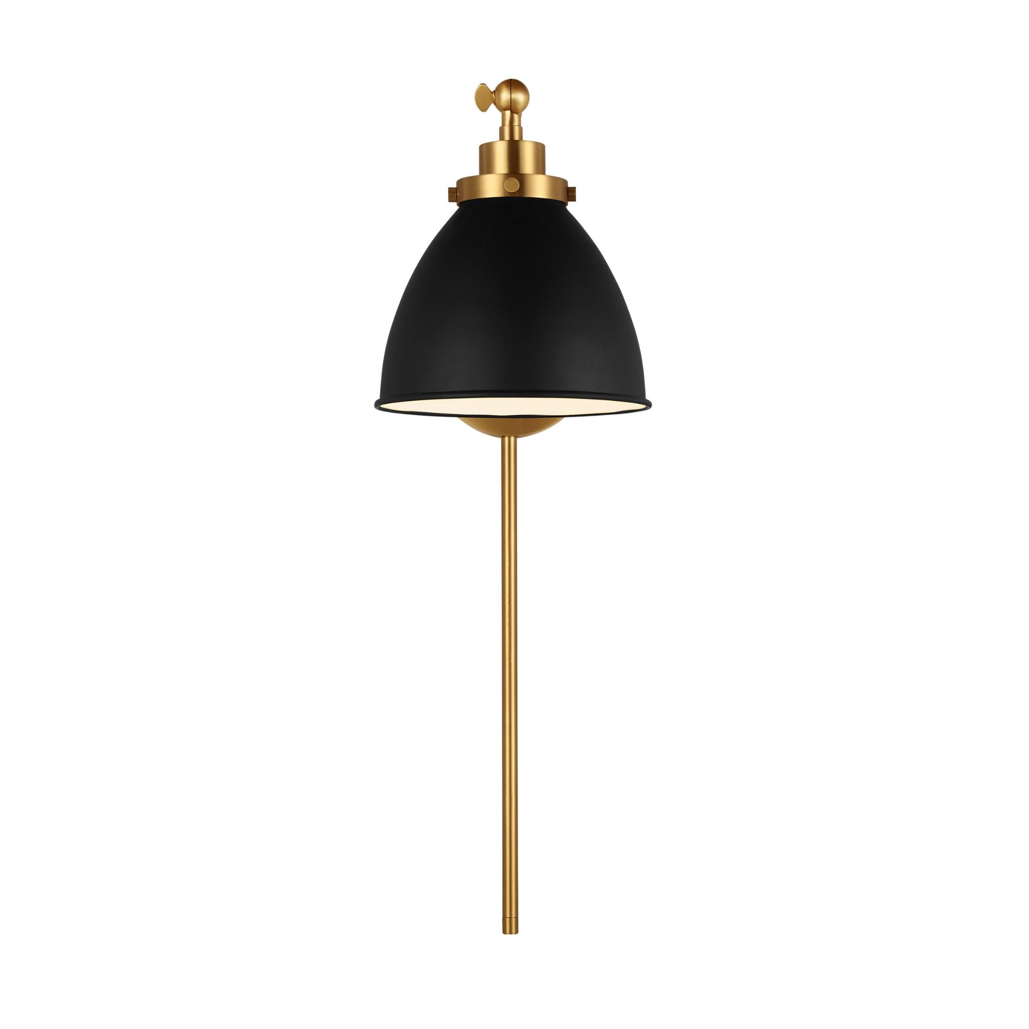 Chapman & Myers Wellfleet Single Arm Dome Task Sconce in Midnight Black and Burnished Brass