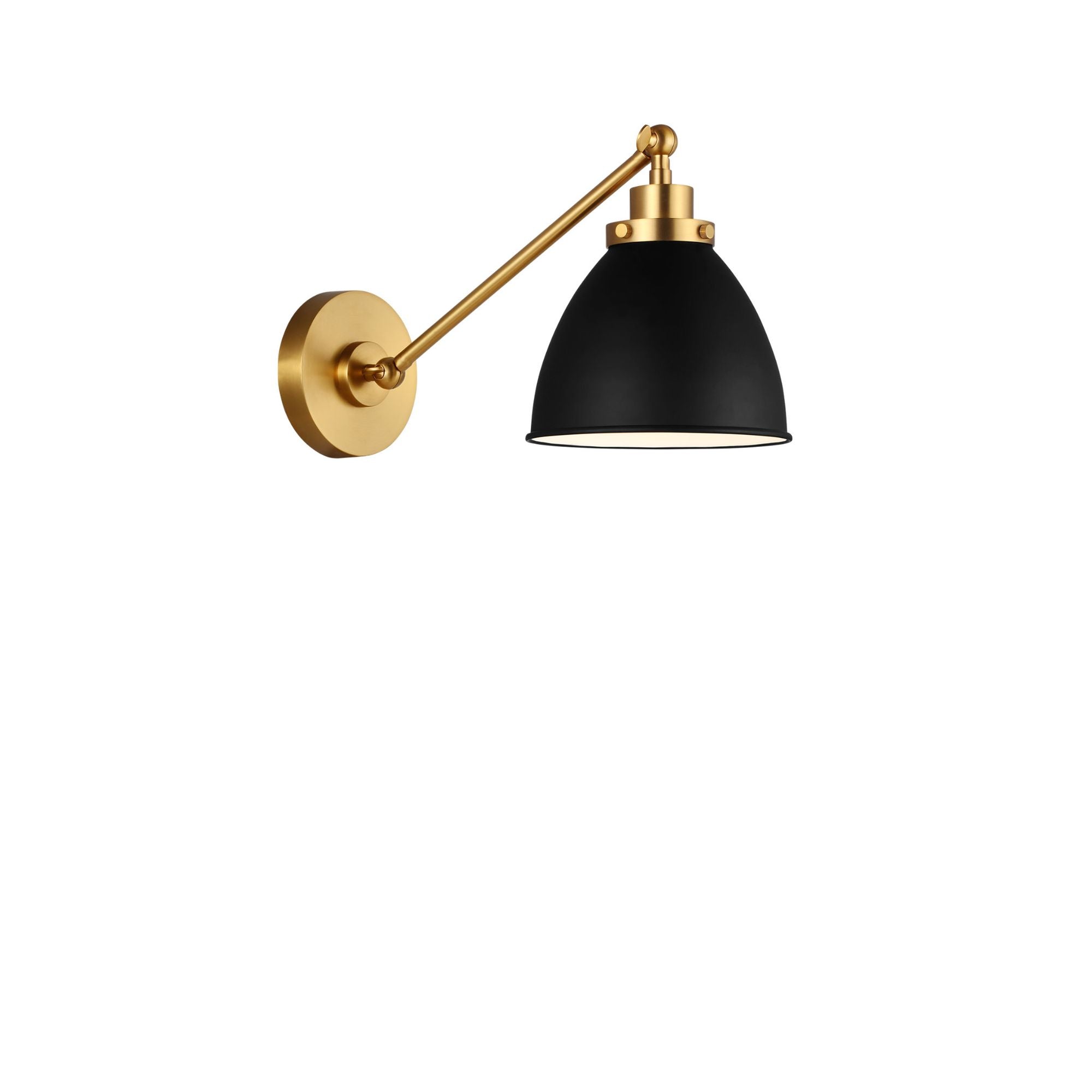 Chapman & Myers Wellfleet Single Arm Dome Task Sconce in Midnight Black and Burnished Brass