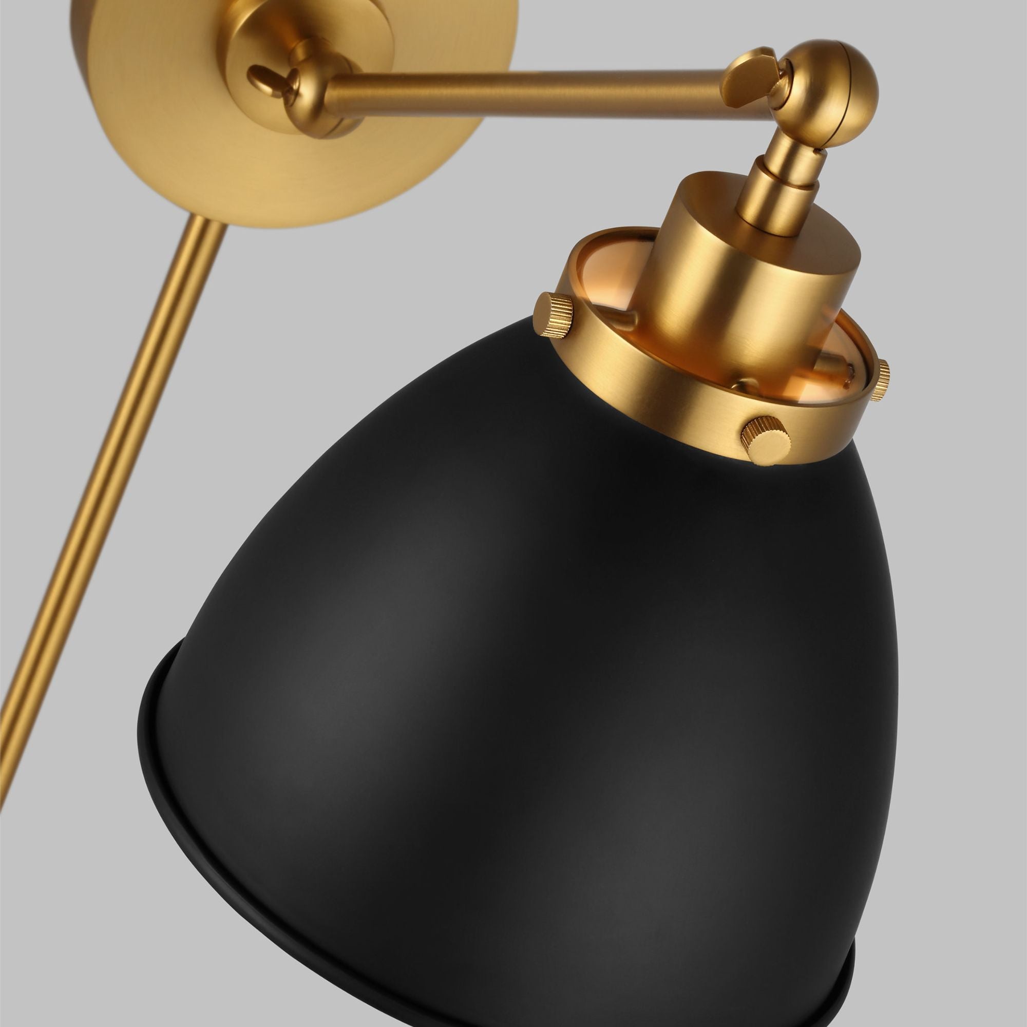 Chapman & Myers Wellfleet Single Arm Dome Task Sconce in Midnight Black and Burnished Brass