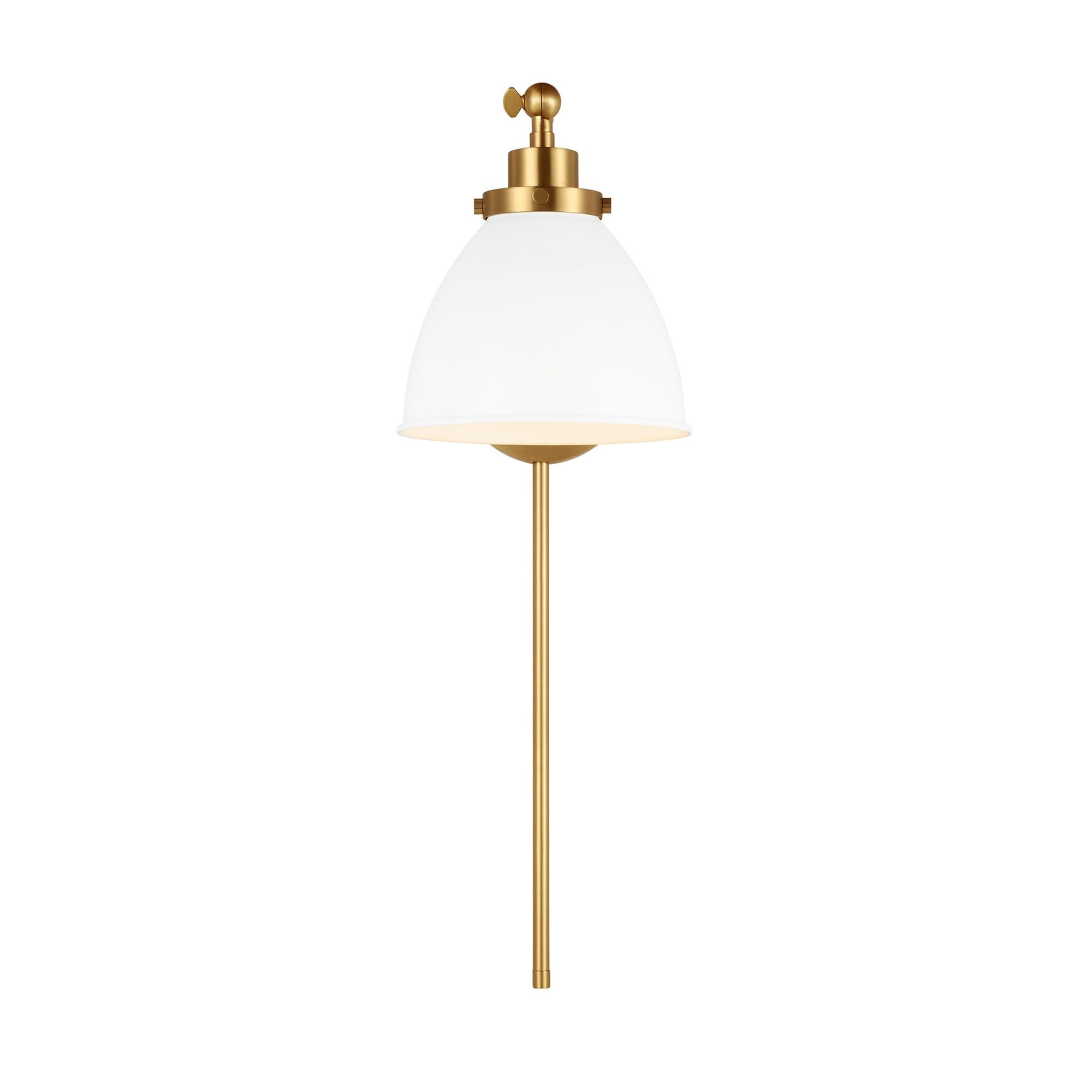 Chapman & Myers Wellfleet Single Arm Dome Task Sconce in Matte White and Burnished Brass