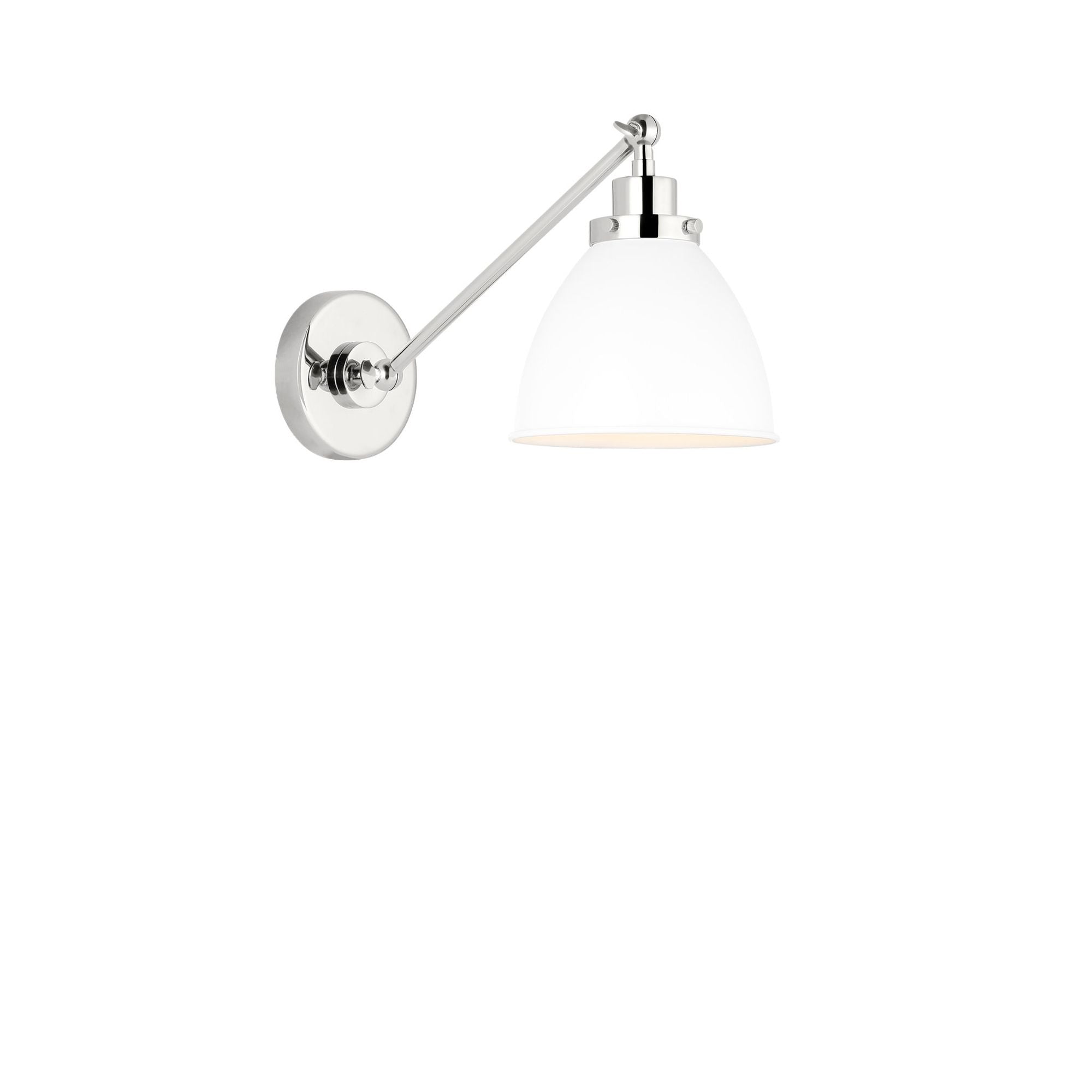 Chapman & Myers Wellfleet Single Arm Dome Task Sconce in Matte White and Polished Nickel