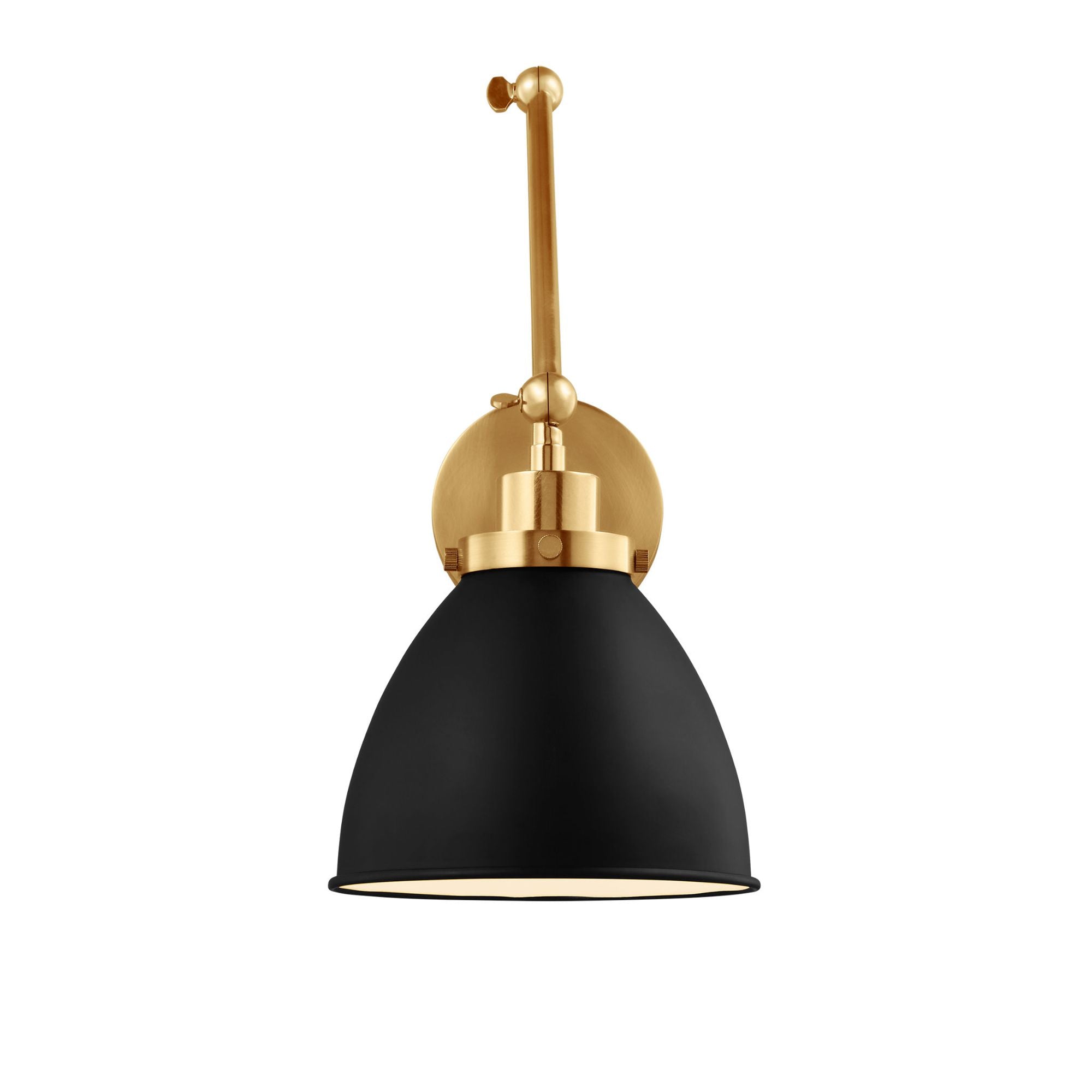 Chapman & Myers Wellfleet Double Arm Dome Task Sconce in Midnight Black and Burnished Brass
