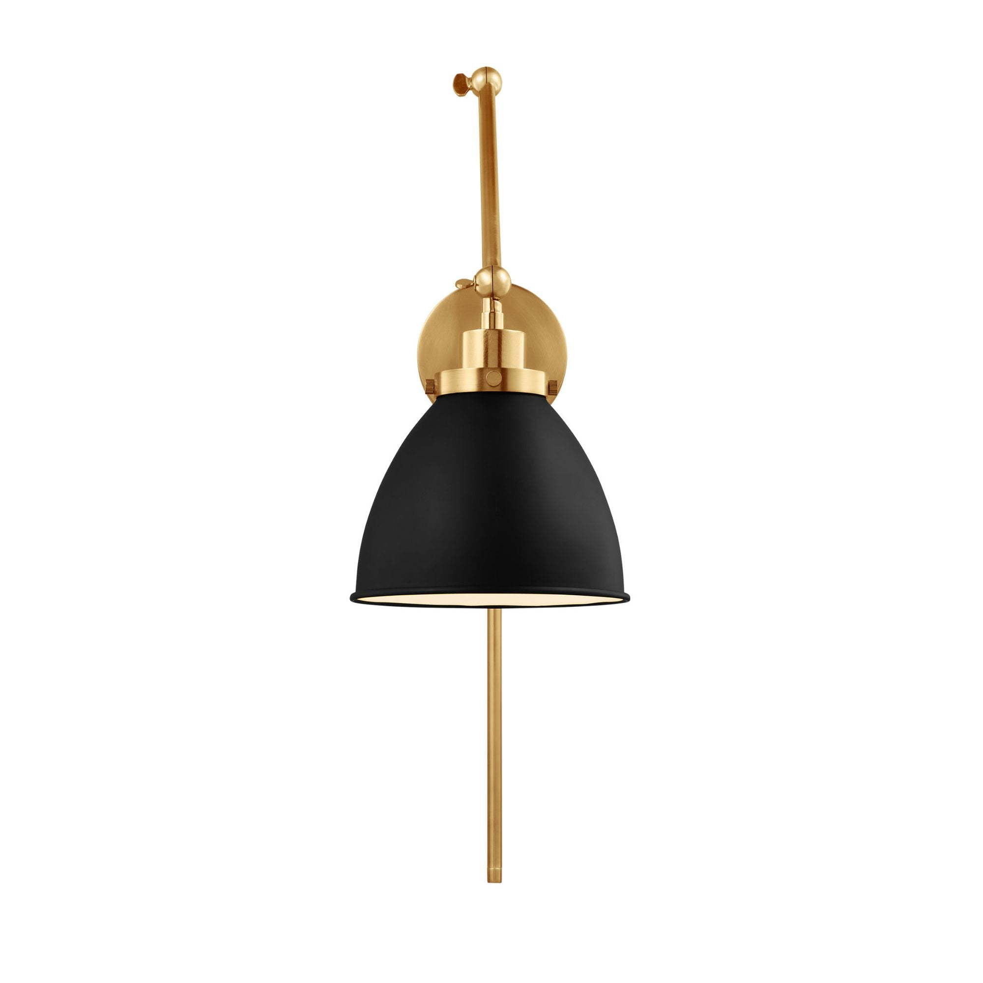 Chapman & Myers Wellfleet Double Arm Dome Task Sconce in Midnight Black and Burnished Brass