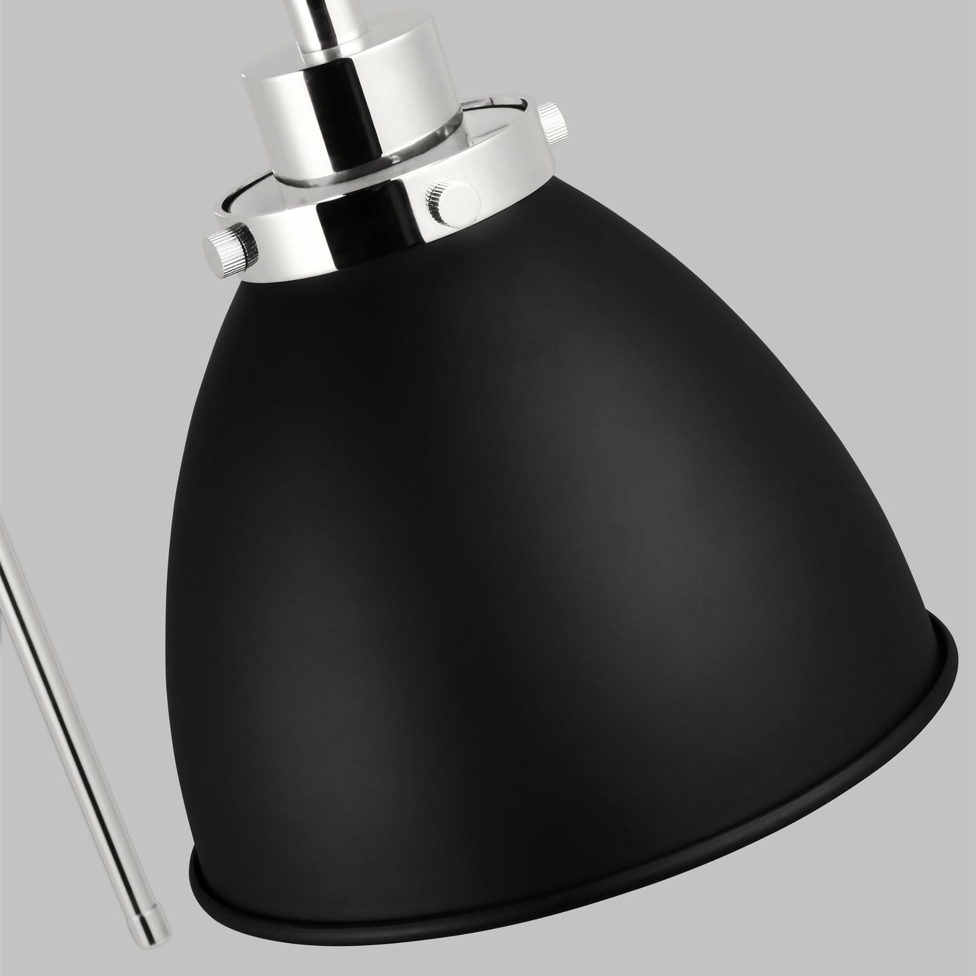 Chapman & Myers Wellfleet Double Arm Dome Task Sconce in Midnight Black and Polished Nickel