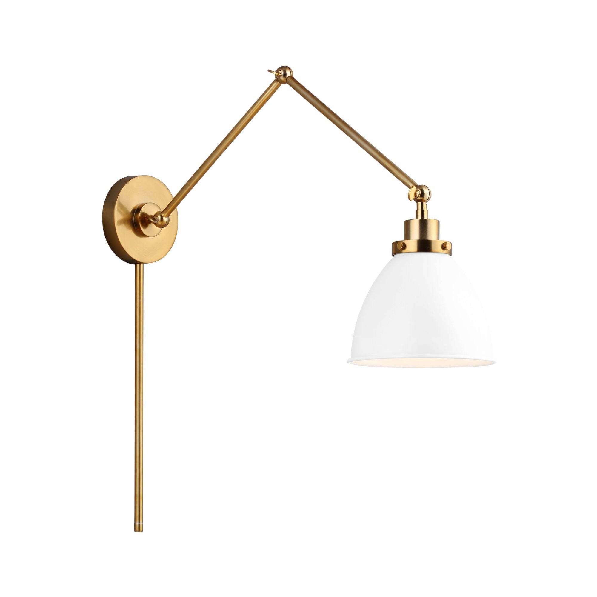 Chapman & Myers Wellfleet Double Arm Dome Task Sconce in Matte White and Burnished Brass