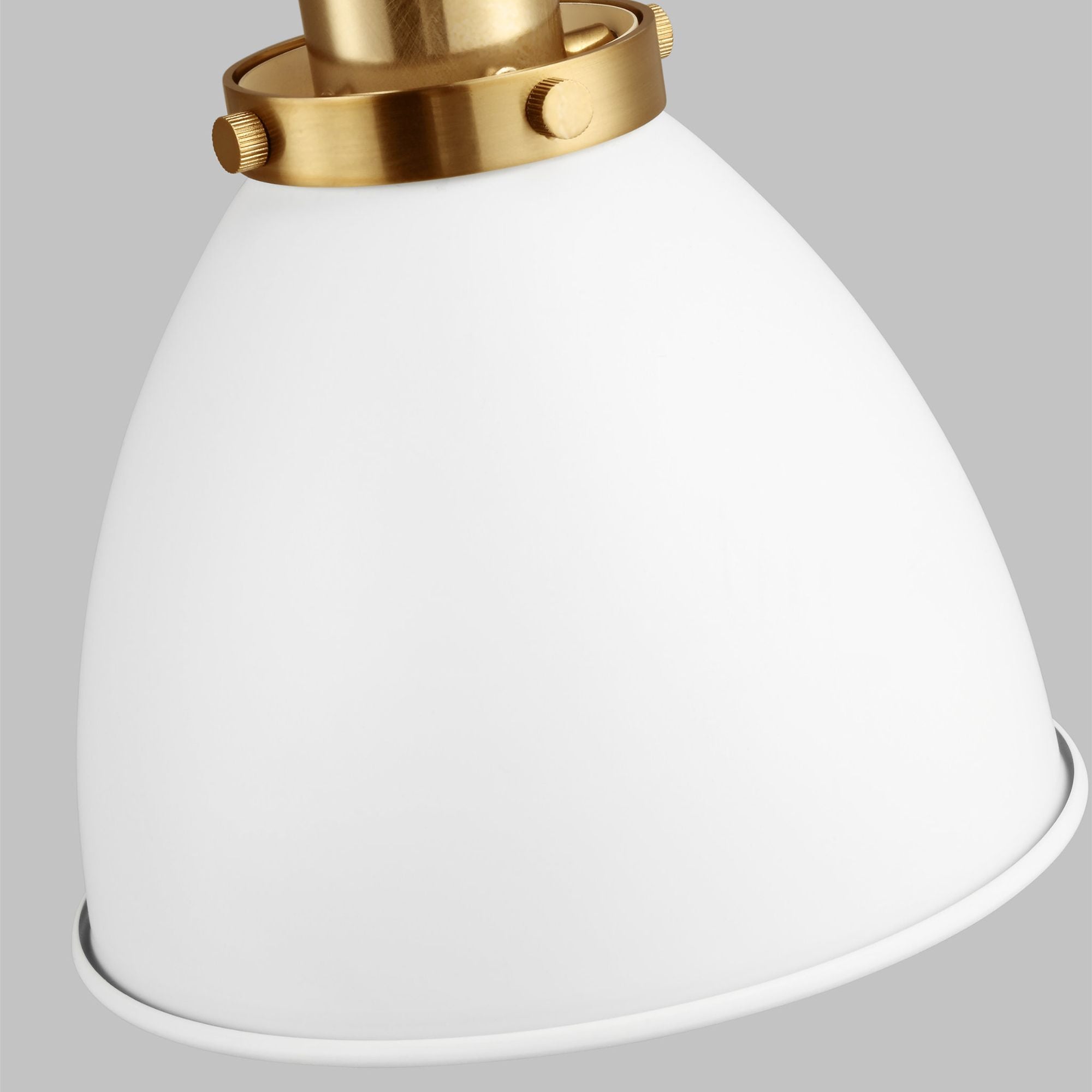 Chapman & Myers Wellfleet Double Arm Dome Task Sconce in Matte White and Burnished Brass