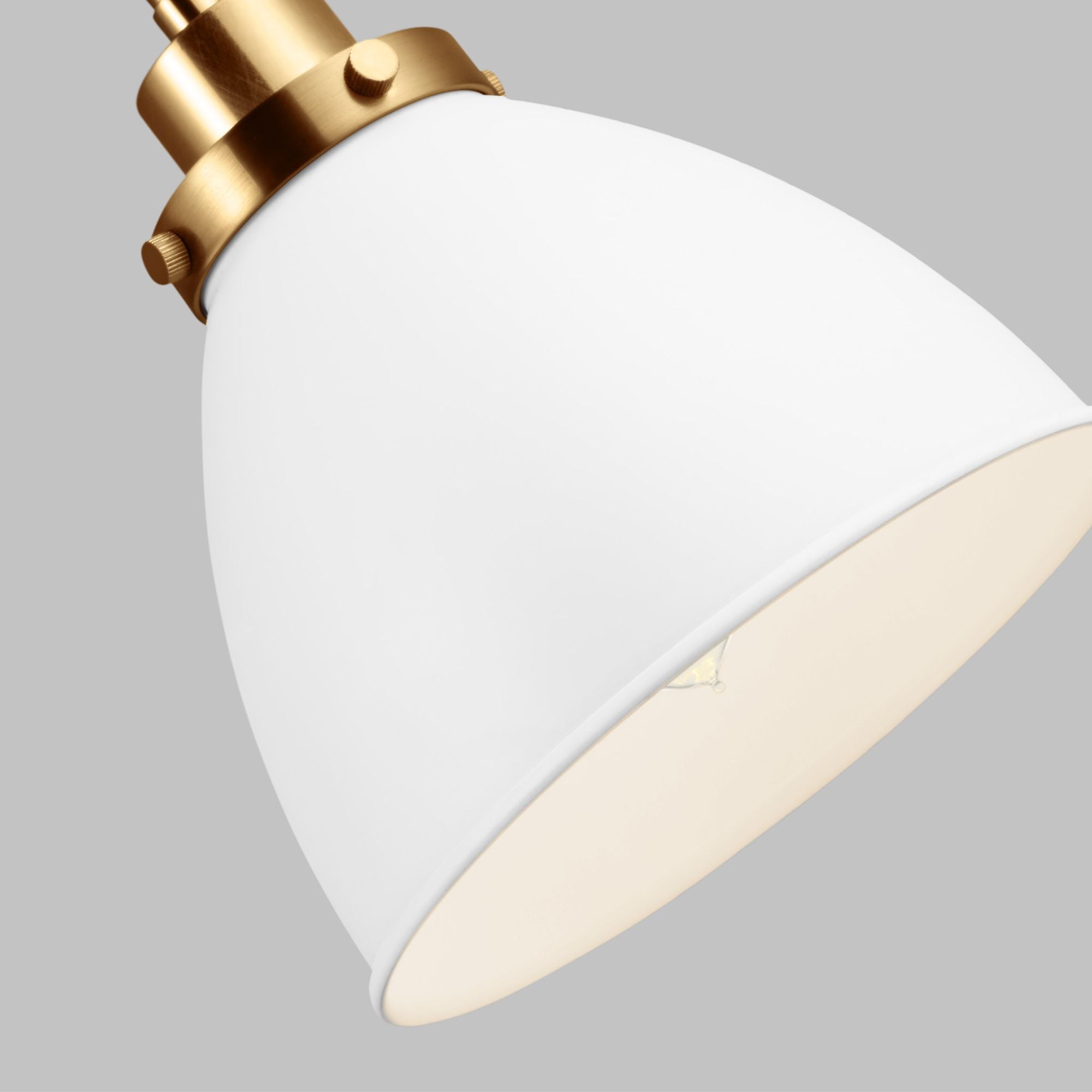 Chapman & Myers Wellfleet Double Arm Dome Task Sconce in Matte White and Burnished Brass