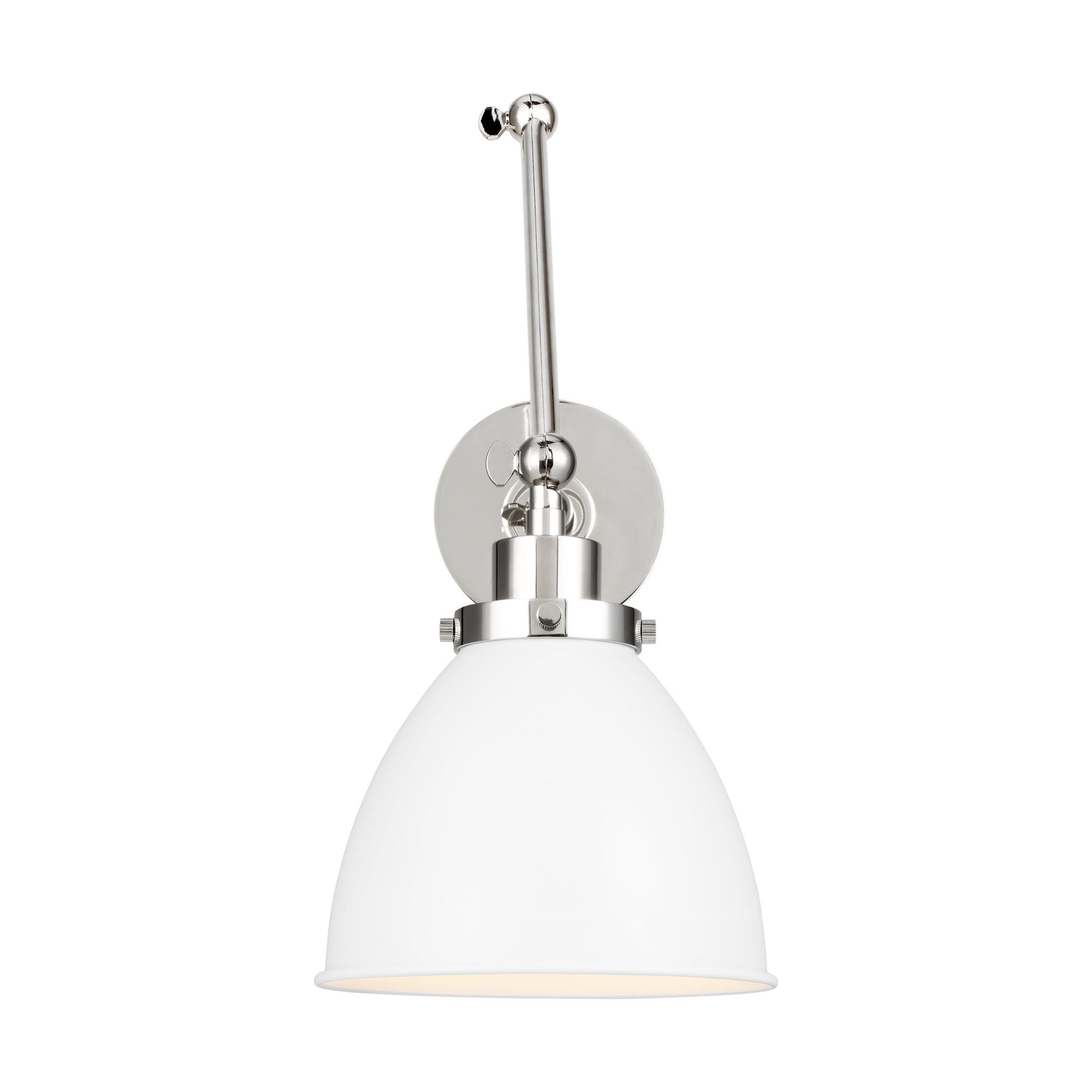 Chapman & Myers Wellfleet Double Arm Dome Task Sconce in Matte White and Polished Nickel