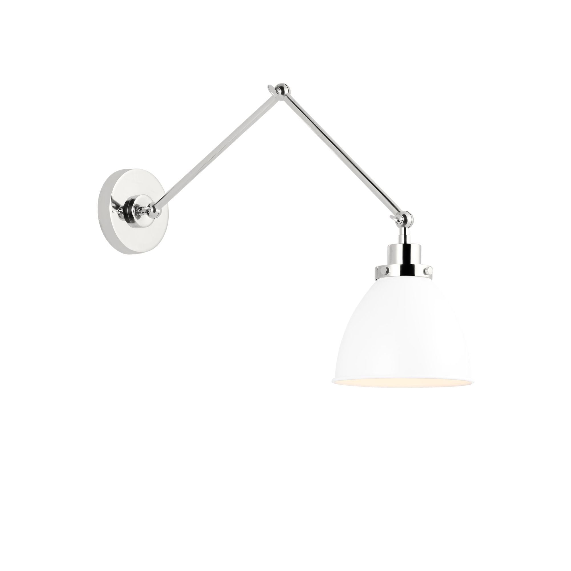Chapman & Myers Wellfleet Double Arm Dome Task Sconce in Matte White and Polished Nickel