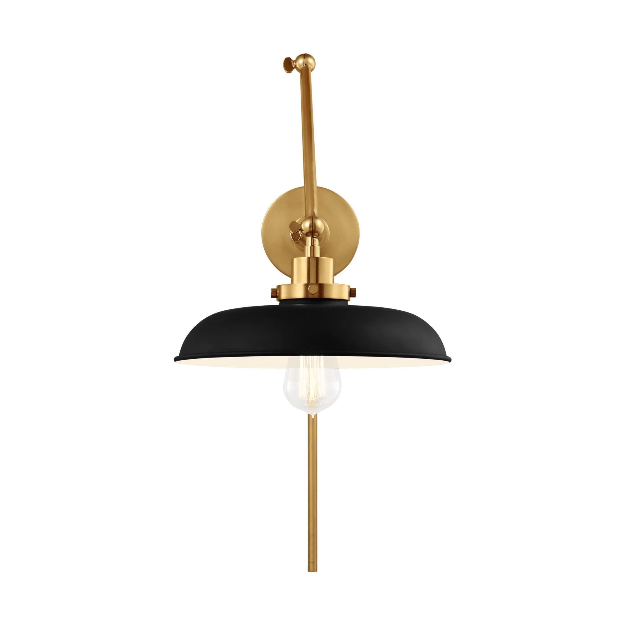 Chapman & Myers Wellfleet Double Arm Wide Task Sconce in Midnight Black and Burnished Brass