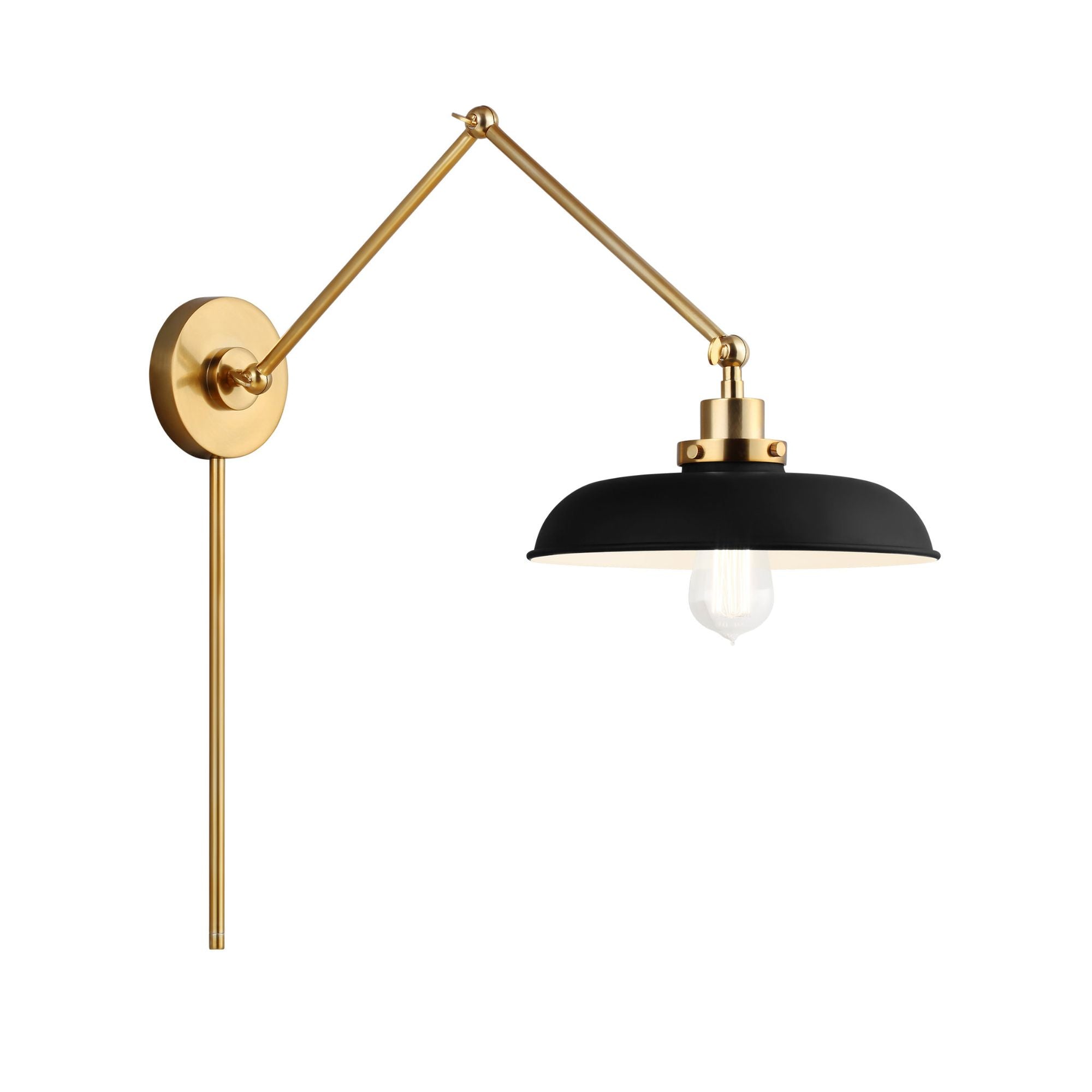 Chapman & Myers Wellfleet Double Arm Wide Task Sconce in Midnight Black and Burnished Brass