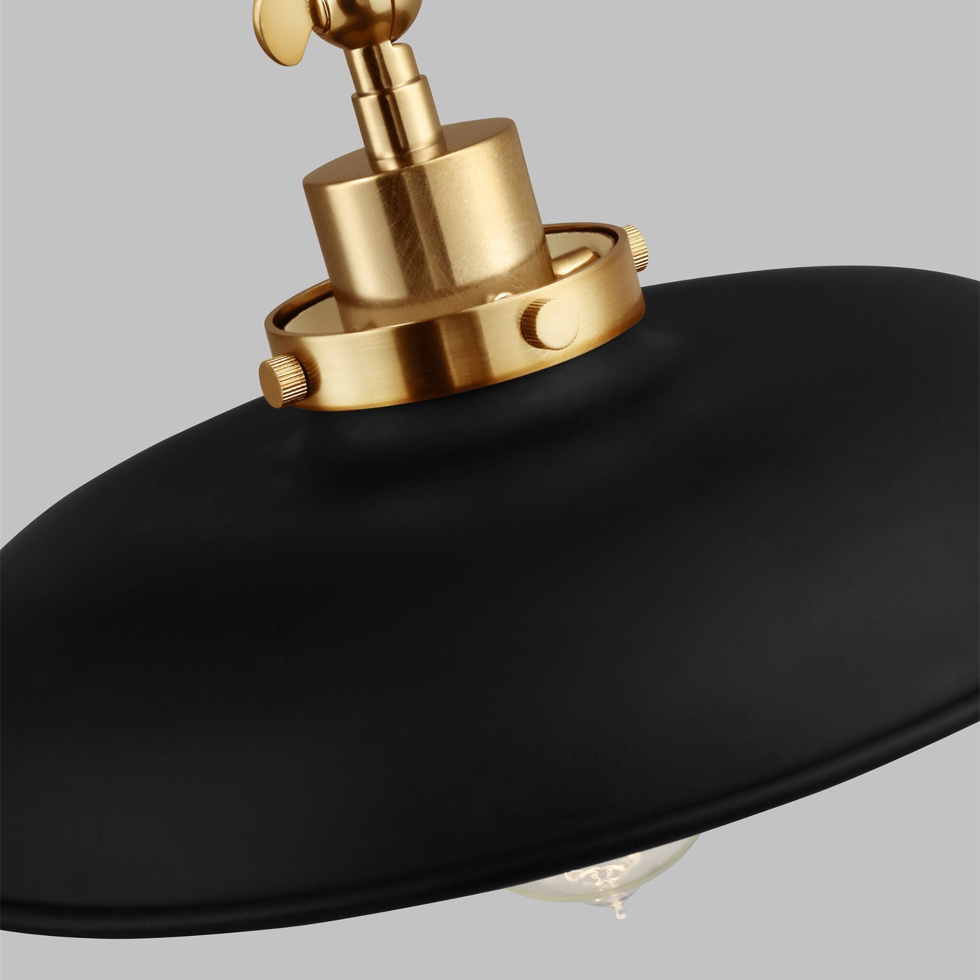Chapman & Myers Wellfleet Double Arm Wide Task Sconce in Midnight Black and Burnished Brass