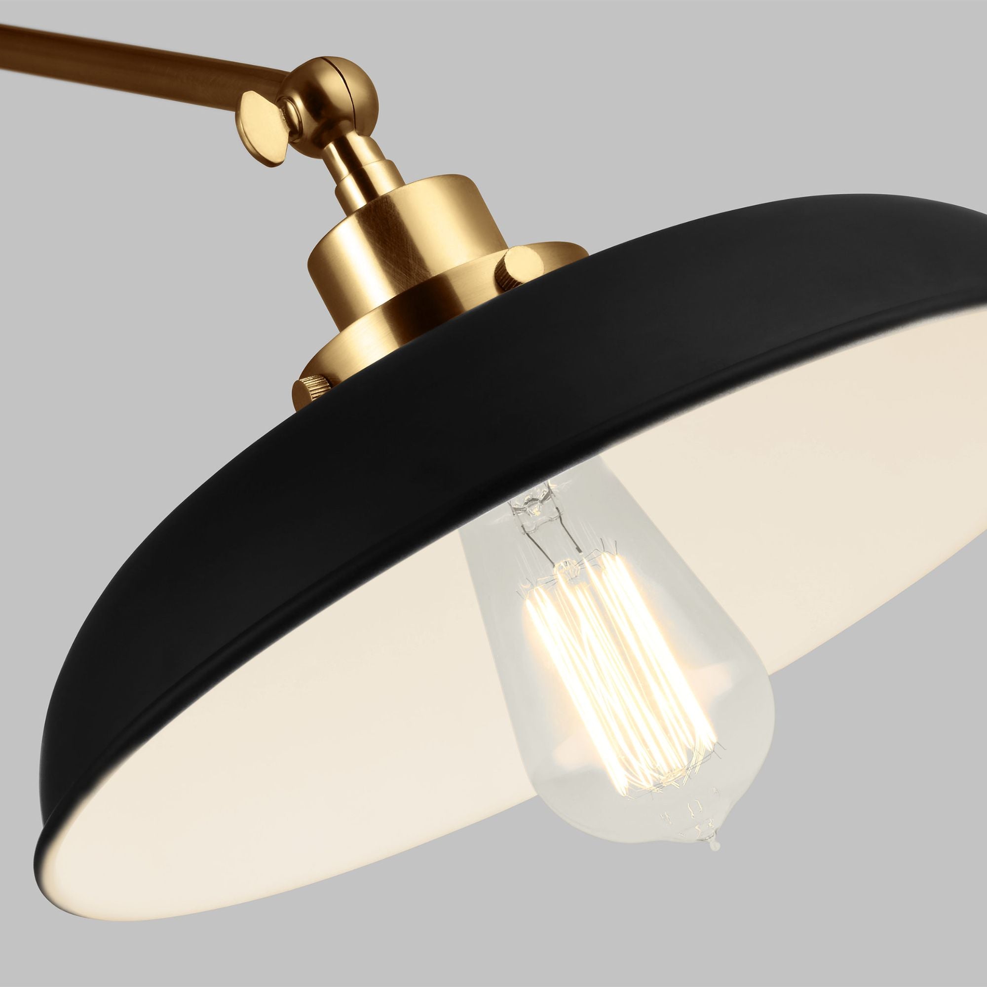 Chapman & Myers Wellfleet Double Arm Wide Task Sconce in Midnight Black and Burnished Brass