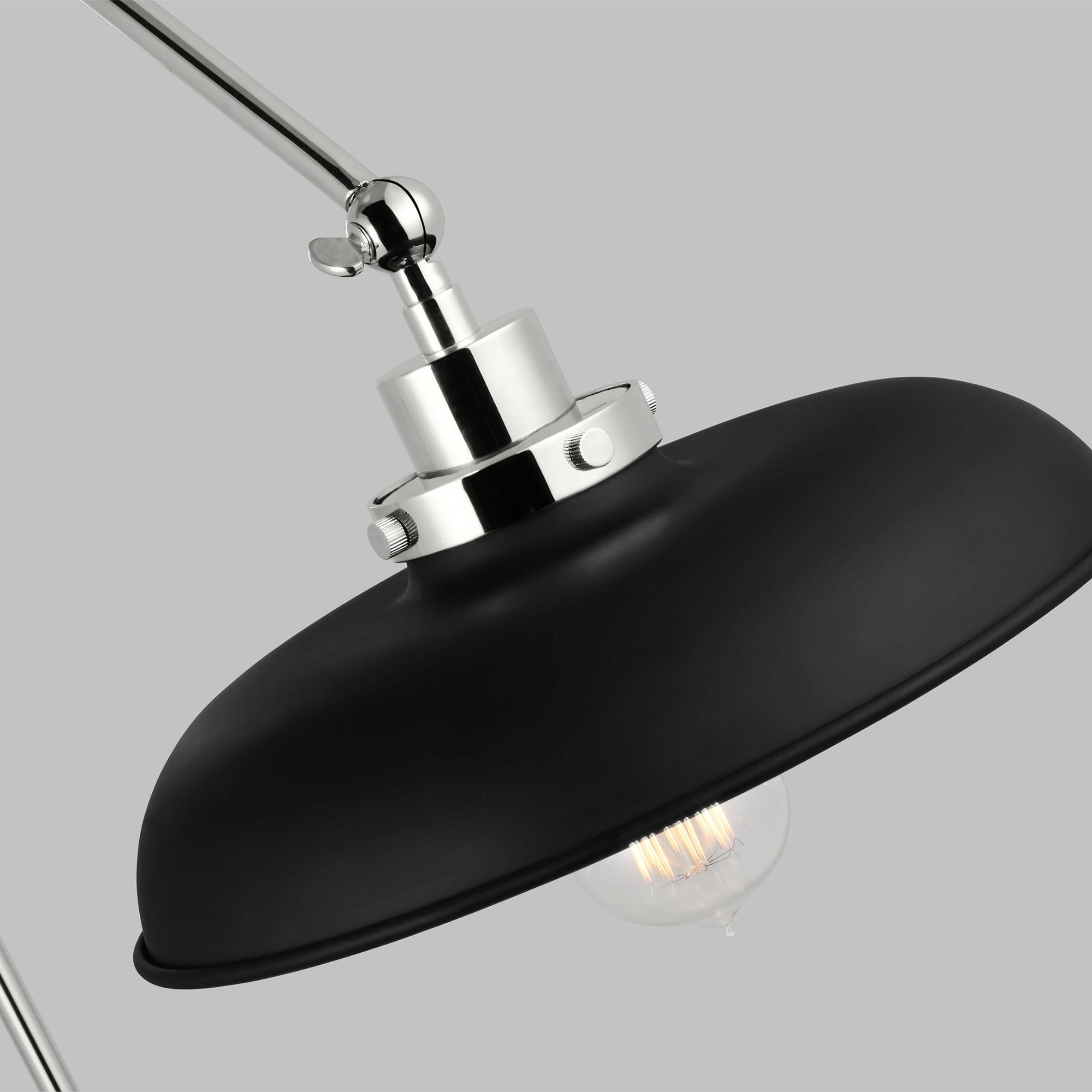 Chapman & Myers Wellfleet Double Arm Wide Task Sconce in Midnight Black and Polished Nickel