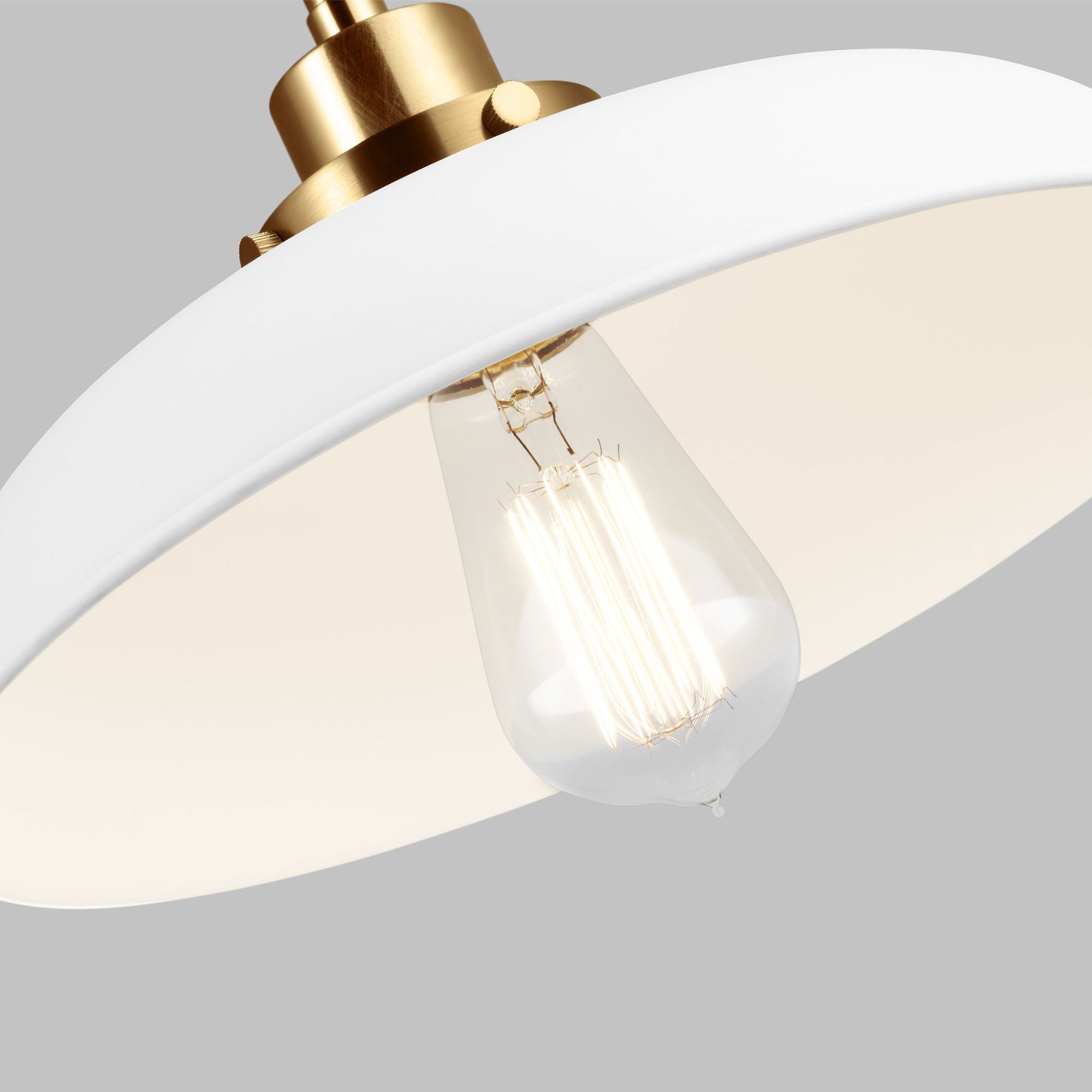 Chapman & Myers Wellfleet Double Arm Wide Task Sconce in Matte White and Burnished Brass