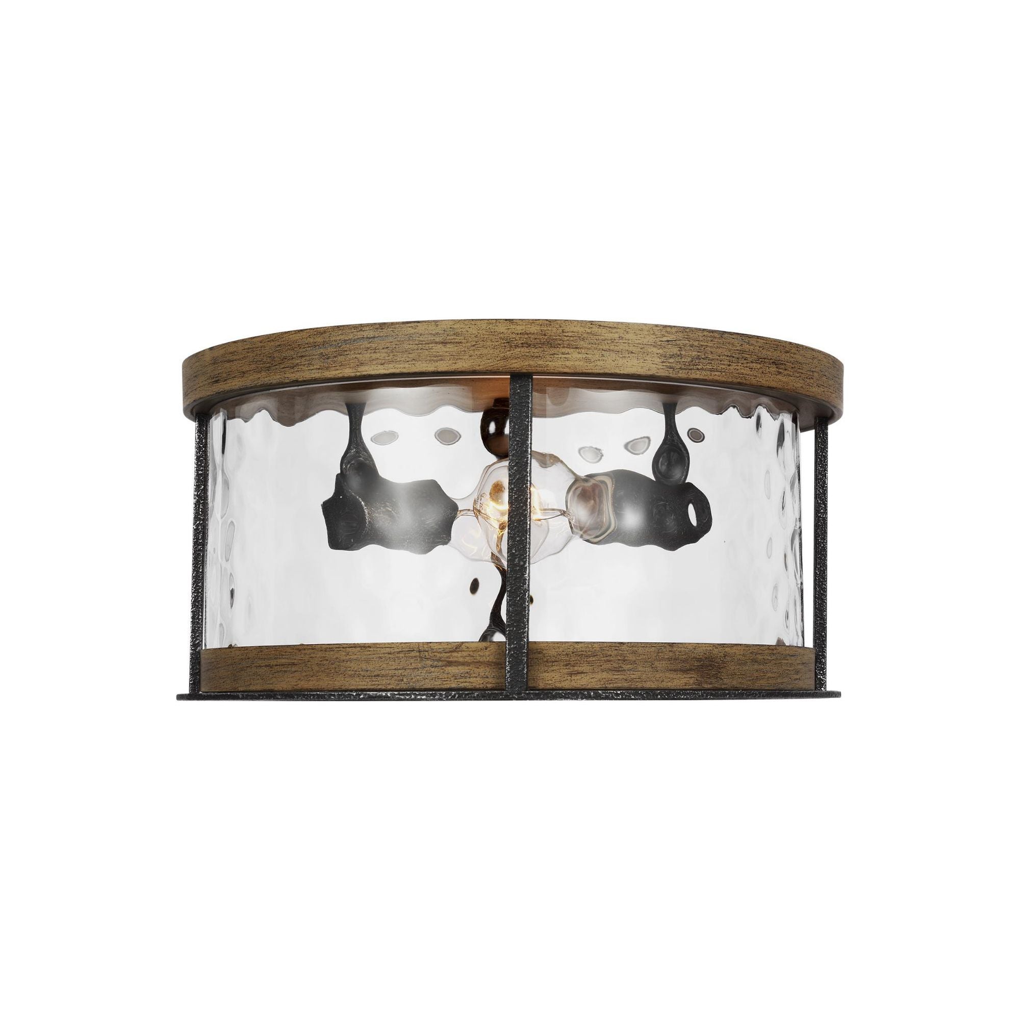 Sean Lavin Angelo Flush Mount in Distressed Weathered Oak / Slate Grey Metal