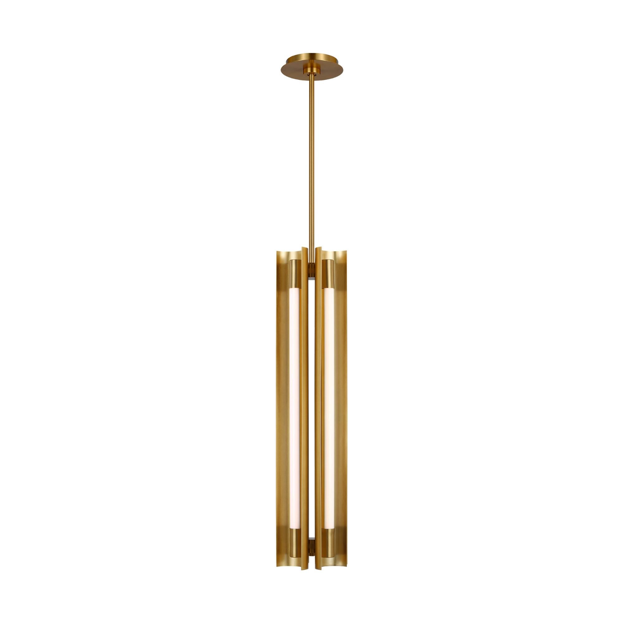 Kelly Wearstler Carson Four Light Narrow Pendant in Burnished Brass